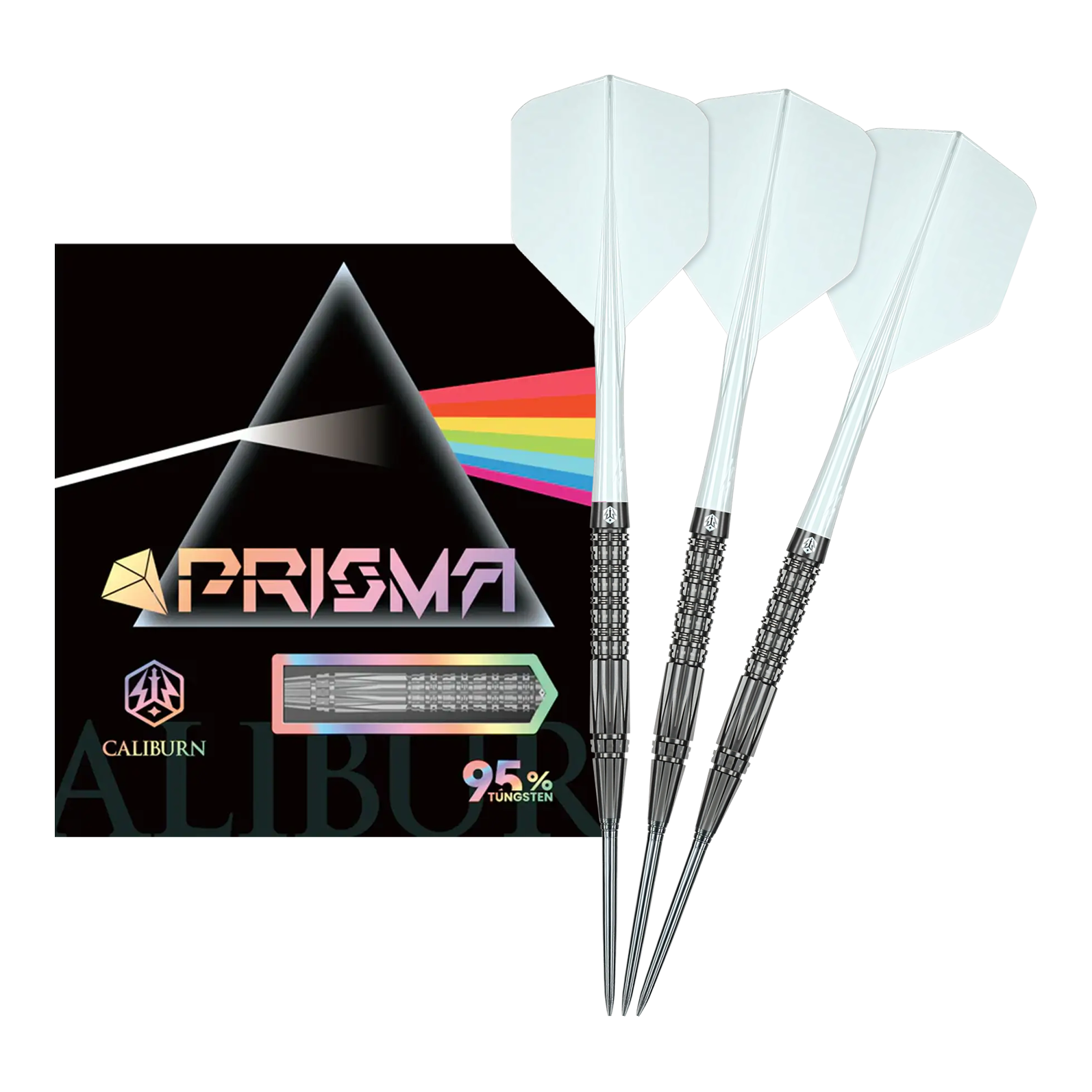 Caliburn Prisma P2 steel darts - 20.5g Auf dem Bild sieht man die Caliburn Prisma P2 Steeldarts, 20,5g. Diese Steeldarts bieten ein modernes Design für Turnierspieler.