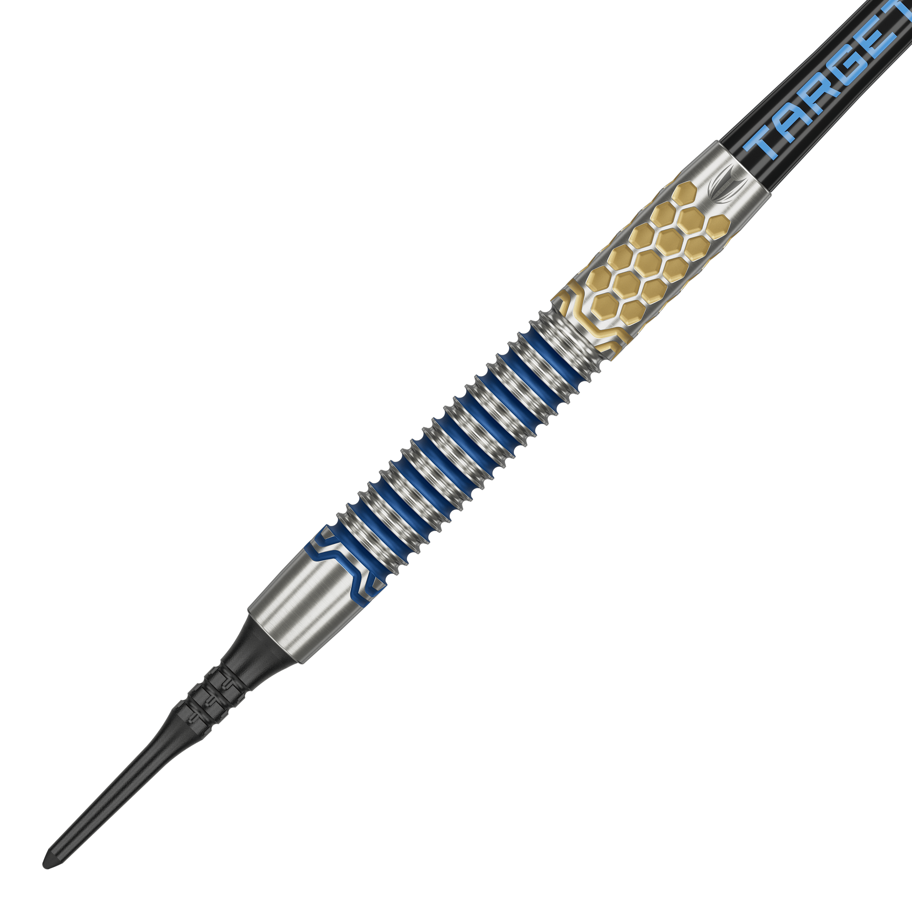 Target Josh Rock GEN1 Soft Darts - 20g Dies ist der Target Josh Rock GEN1 Softdart mit einem Gewicht von 20g. Der Dartpfeil hat ein auffälliges Design mit blauen und goldenen Akzenten.