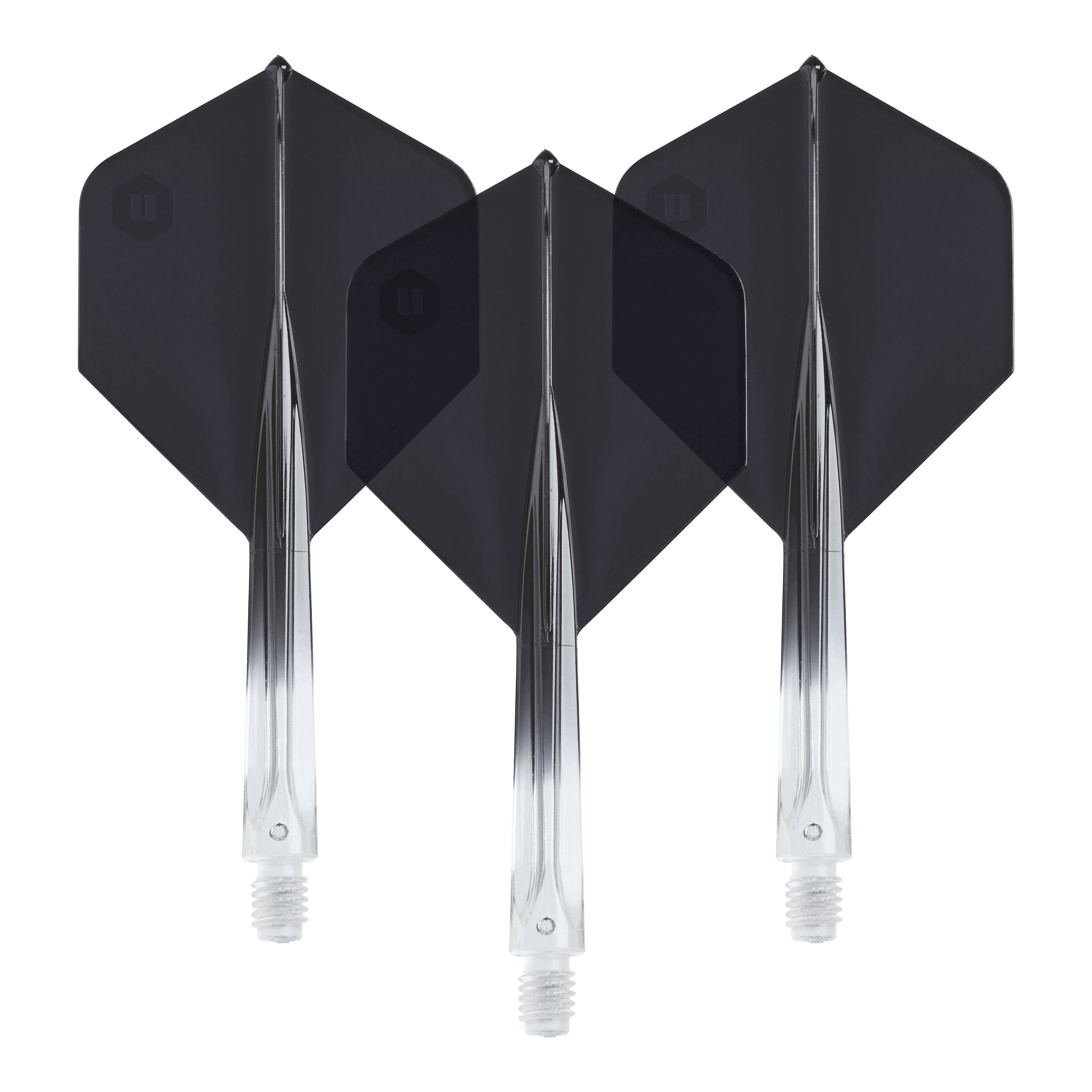 Unicorn Forge Two Tone No2 Standard Flights - Clear Black Die Unicorn Forge Two Tone No2 Standard Flights in Schwarz sind hier abgebildet. Das Produkt besteht aus klaren und schwarzen Dartflights.