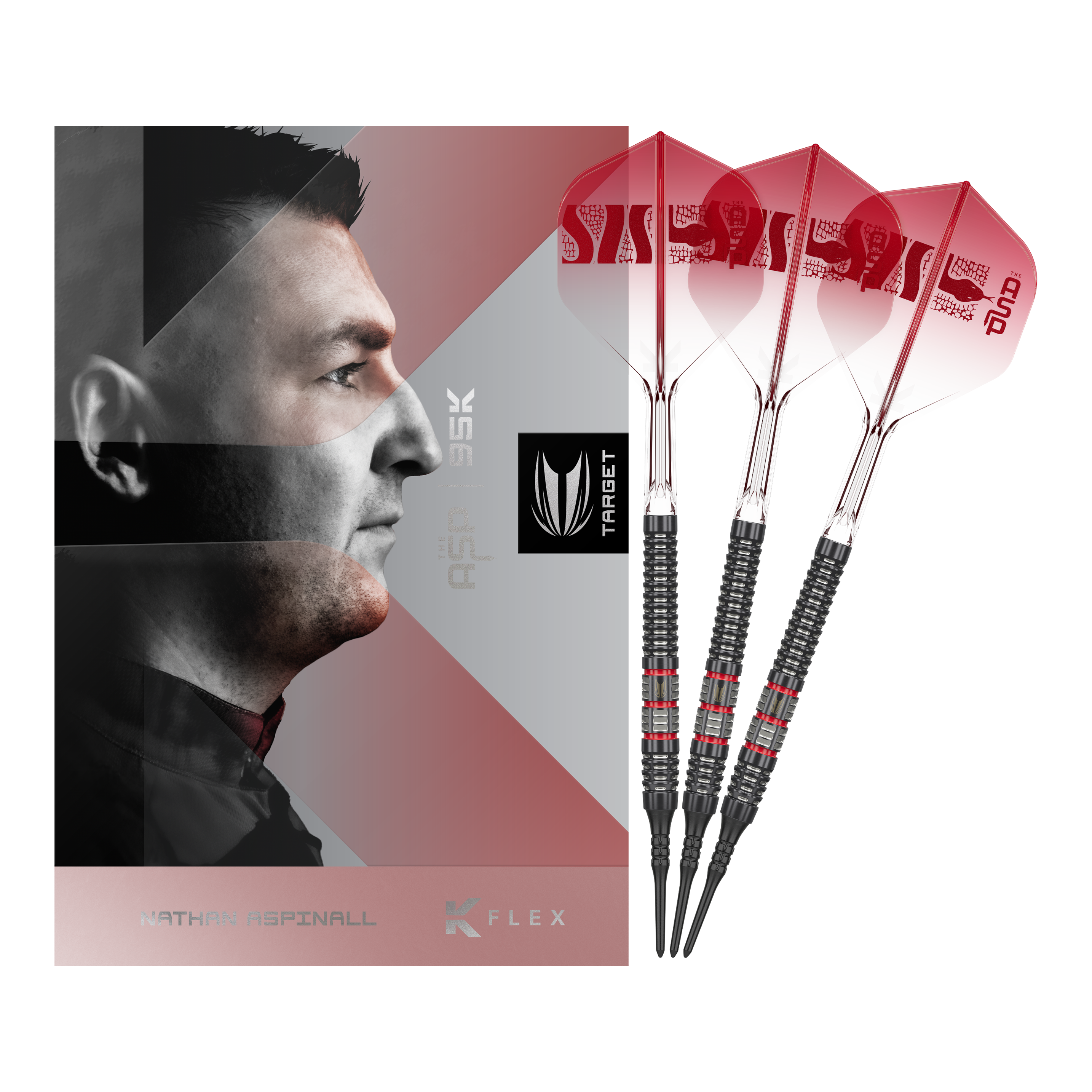 Target Nathan Aspinall 95K Soft Darts - 18g Dieses Bild zeigt die Target Nathan Aspinall 95K Softdarts - 18g in der Komplettansicht. Die Dartpfeile bestechen durch ihr hochwertiges Design.