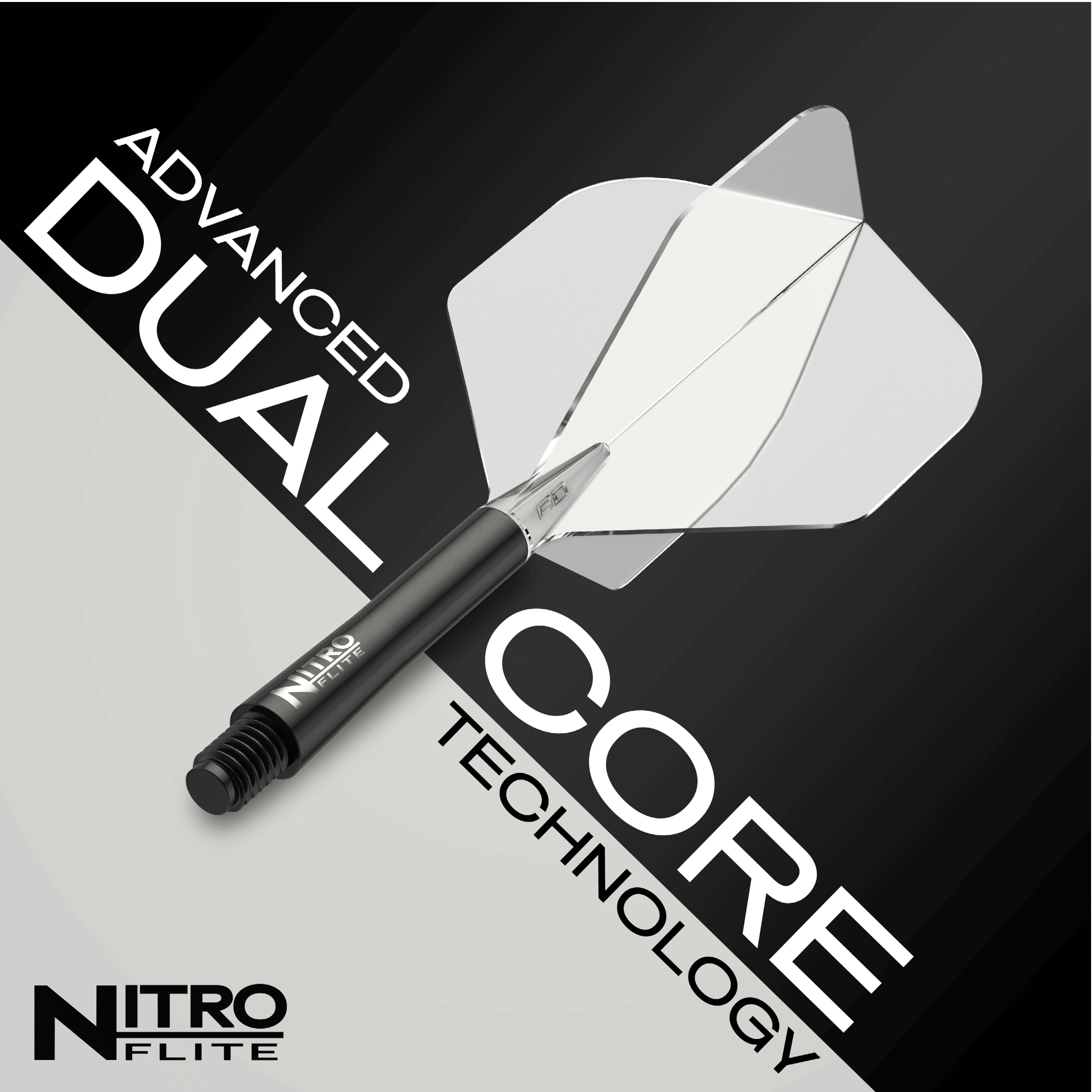 Red Dragon Nitroflite - Black Shaft Clear No2 Flights Das Bild zeigt das Produkt "Red Dragon Nitroflite - Black Shaft Clear No2 Flights". Es hebt die fortschrittliche Dual-Core-Technologie hervor.