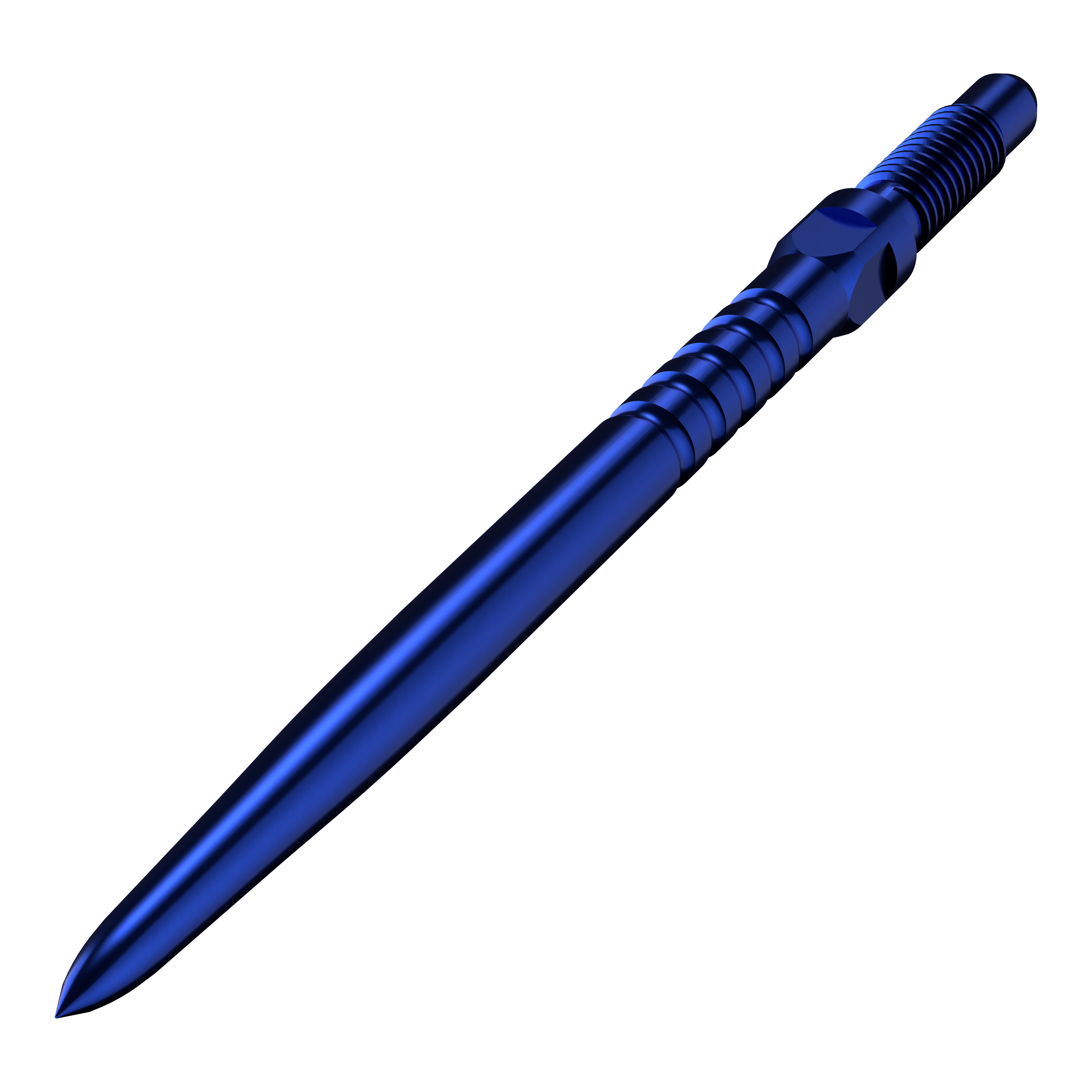 Bulls NL Convertible Point Dart Tips - Ringed Grip - Blue Das Bild zeigt ein Produkt namens BU57713_BullsNL_Convertible_Points_RingedGrip_Blau_32mm_2. Vermutlich ist es ein blauer Dartspitze mit Ringed Grip und 32mm Länge.