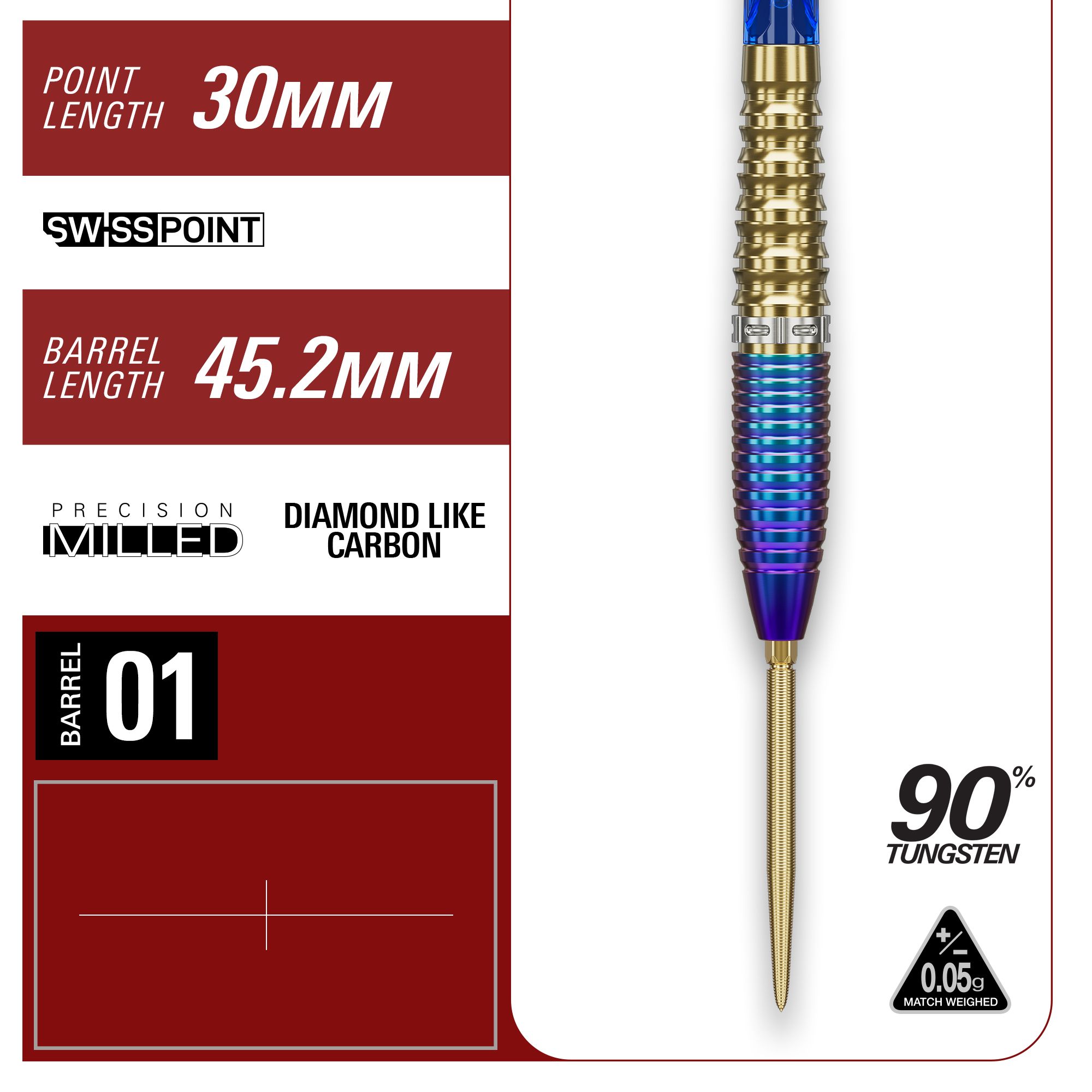 Dies zeigt die Target Japan Prime Series Zenith GEN2 Swiss Point Steeldarts mit einem Gewicht von 23g. Das Bild hebt das Design und die Qualität der Darts hervor.
