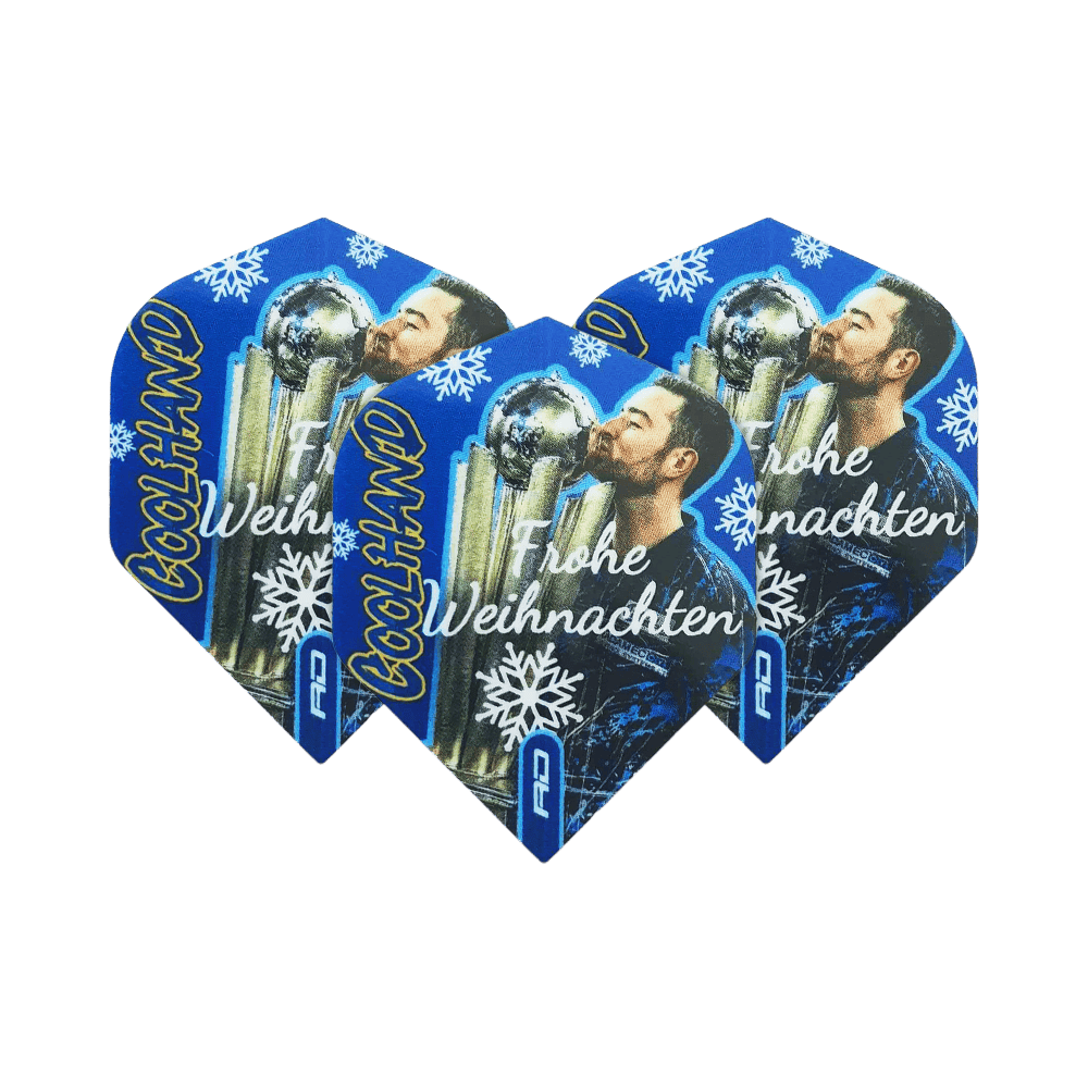 Red Dragon Luke Humphries Merry Christmas Standard Flights Bild zeigt das Produkt WF-16_Red_Dragon_Luke_Humphries_Frohe_Weihnachten_Standard_Flights_1Set. Es handelt sich um ein Set von Dart-Flights mit weihnachtlichem Motiv.