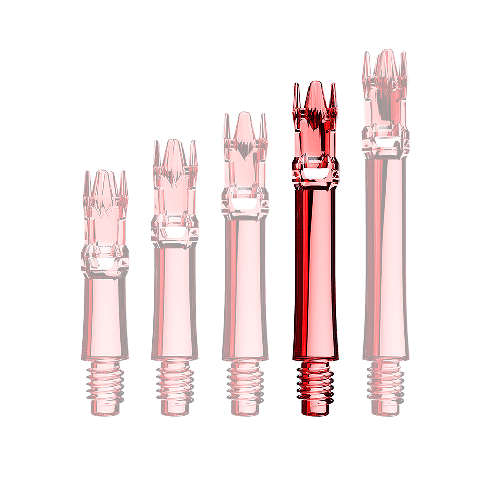 L-Style L-System Replacement Shafts - Clear Red Das Produkt zeigt eine rote transparente Ersatzshaft. Die Aufnahme wurde von oben gemacht.