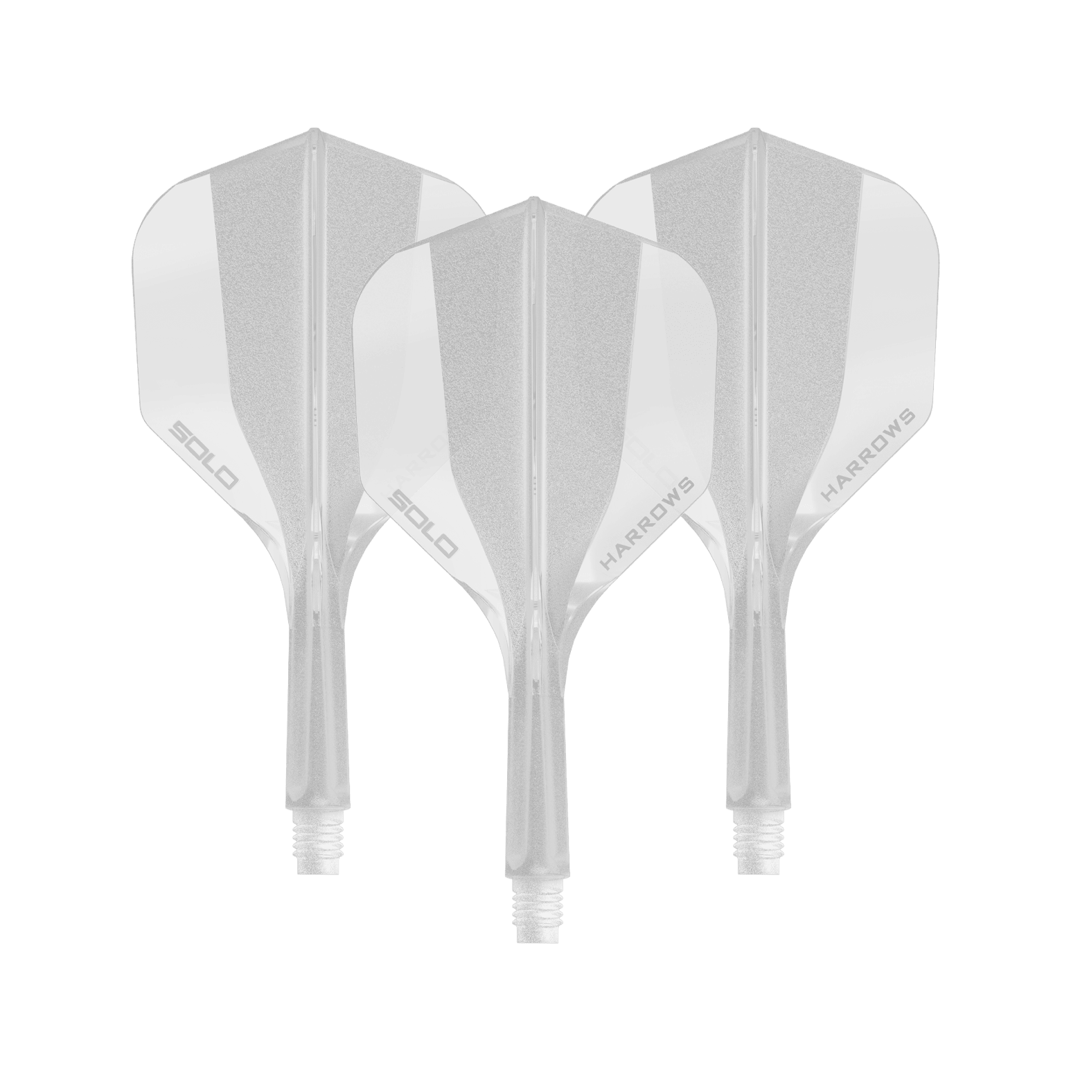 Harrows Solo No6 Flight Shaft System - Clear Zu sehen ist ein Harrows Solo No6 Flight Shaft System in klarer Ausführung, 20mm, als Set. Das Produkt wird als Ersatzteil für Dartpfeile verwendet.