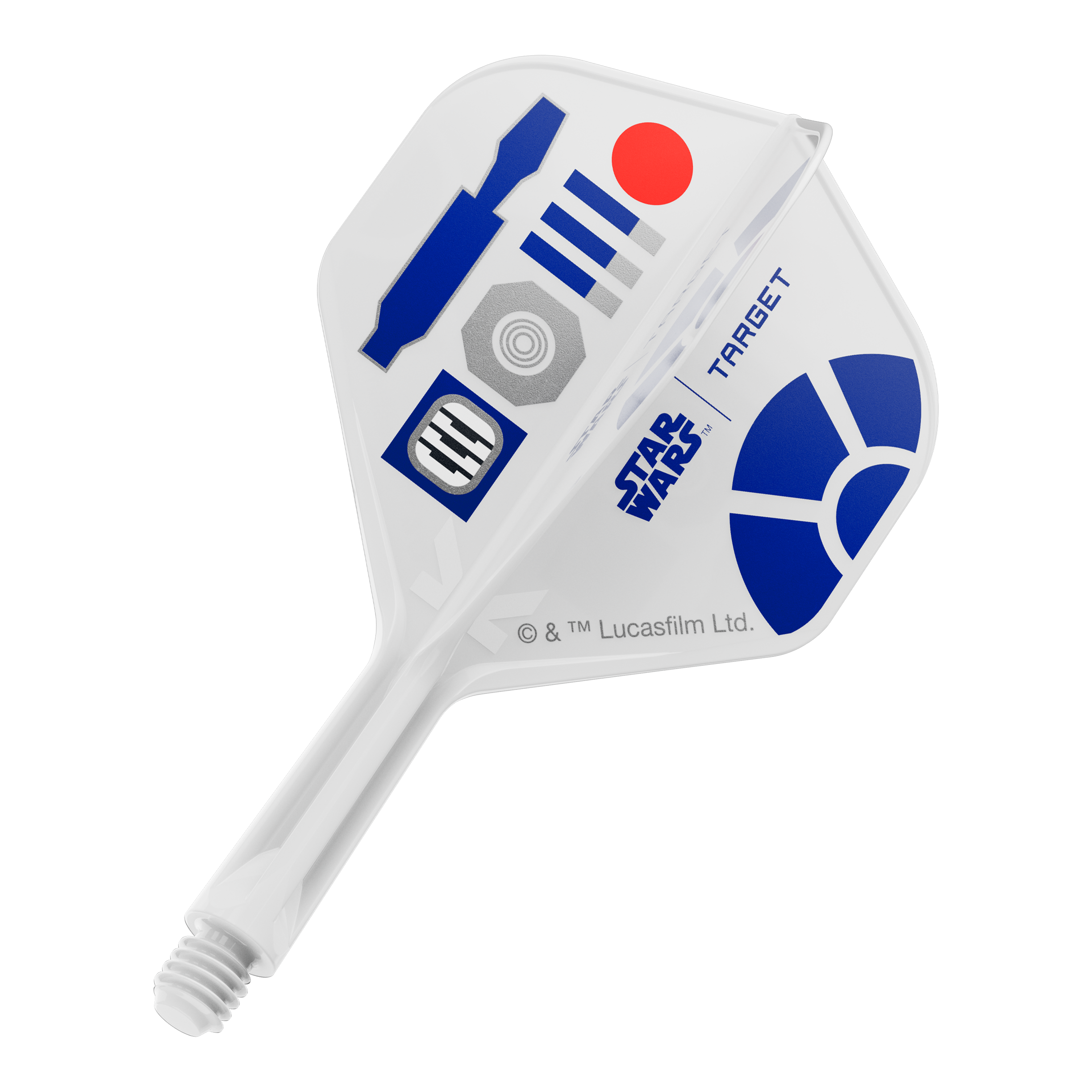 Target Star Wars K-Flex R2D2 No2 Standard Flights Dieses Bild ist einem Produkt mit dem Dateinamen 410513_Target_StarWars_KFlex_R2D2_No2_Standard_Flights_Short_19mm_1 zugeordnet. Es handelt sich wahrscheinlich um einen kurzen Dart-Flight im Star Wars R2D2 Look.
