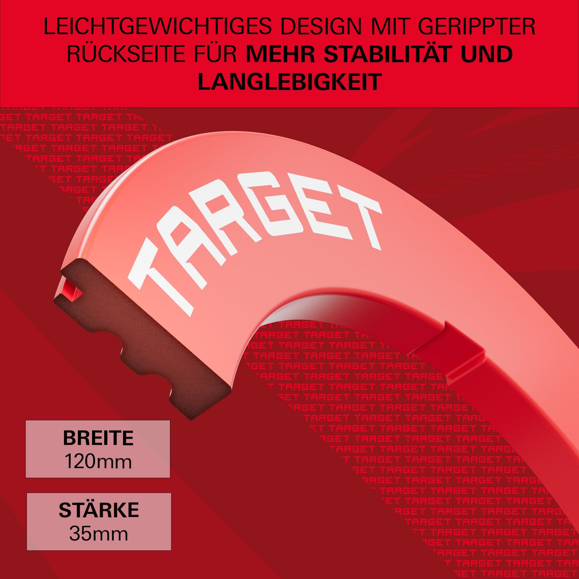 Target Notched Dartboard Surround Abgebildet ist eine Dartboard-Umrandung in Rot von Target. Die Umrandung ist rund und hebt sich ab.