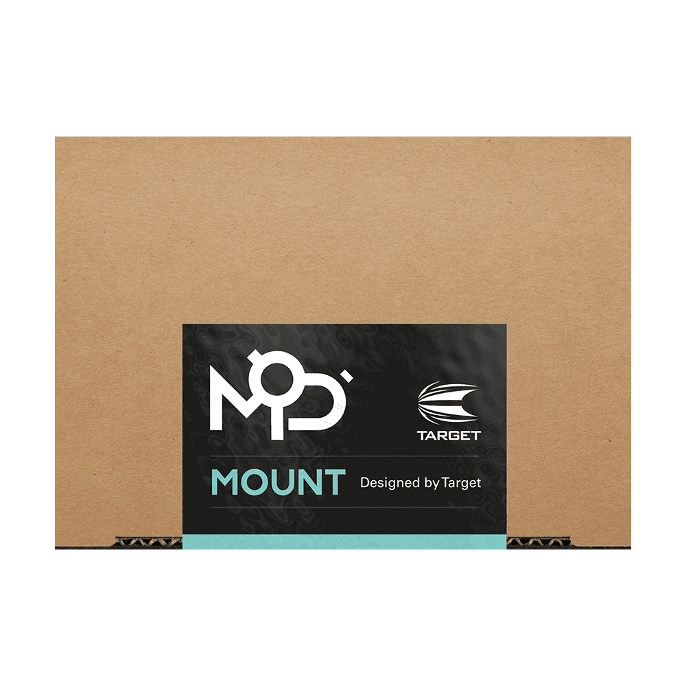 460003_Target_MOD_Mount_Handyhalterung_6 Die Abbildung zeigt die Verpackung des Produkts "Target MOD Mount Handyhalterung". Auf dem Karton ist ein schwarzes Etikett mit der Aufschrift "MOD Mount Designed by Target" zu sehen.