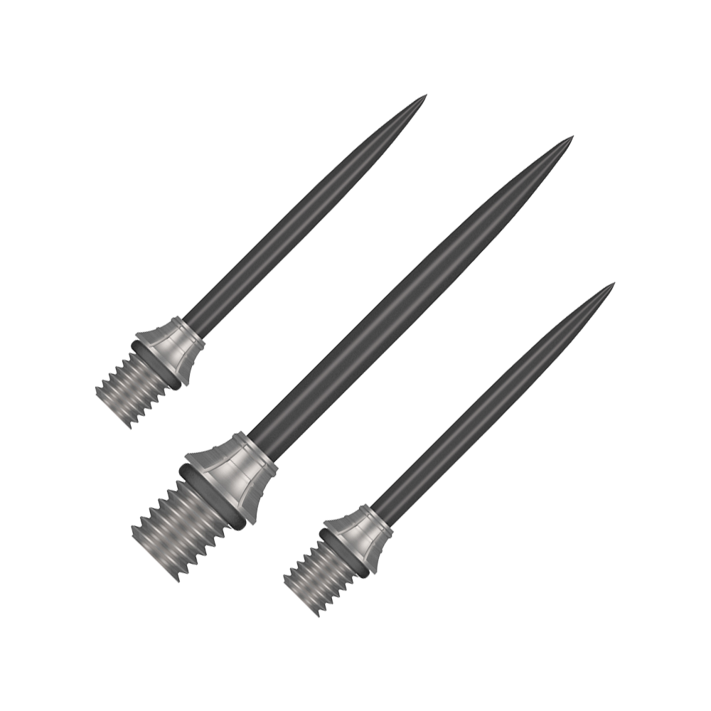 Shot Fynx Conversion Points - 32mm Gezeigt wird ein Set der Shot Fynx Conversion Points mit 32 mm Länge. Diese Spitzen bieten Vielseitigkeit beim Dartspielen.