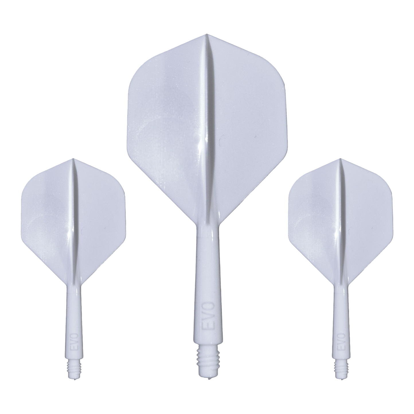 Evolution EVO1 Flight Shaft System - White Hier ist das Evolution EVO1 Flight-Shaft-System in Weiß abgebildet. Dieses Produkt ist für den Einsatz im Dartsport bestimmt.