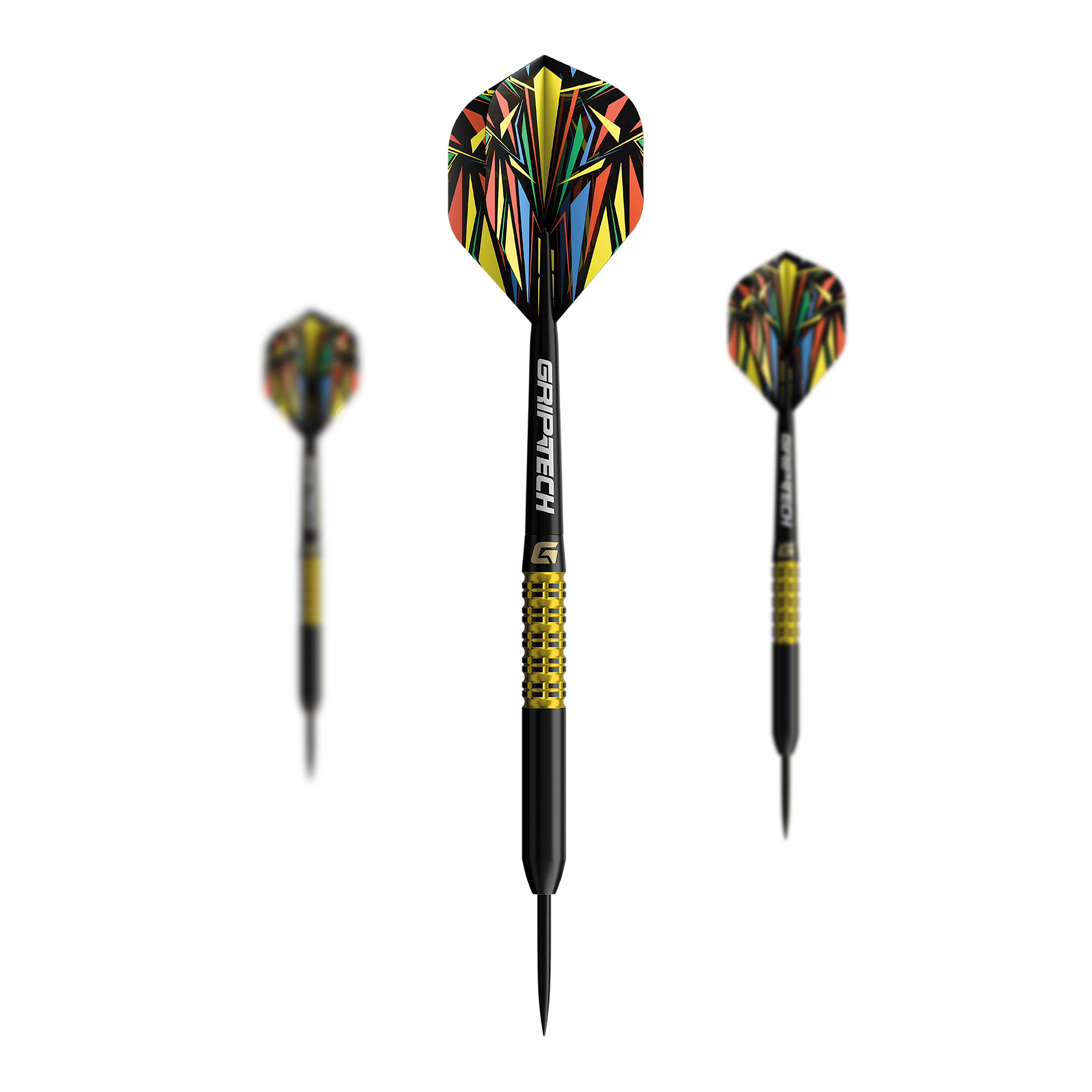 Das Bild zeigt einen gelben Tungsten-Steeldart. Das Produkt ist unter dem Namen 'GD7000770 GOAT Athlete Yellow Tungsten Steeldarts 1 Set' bekannt.