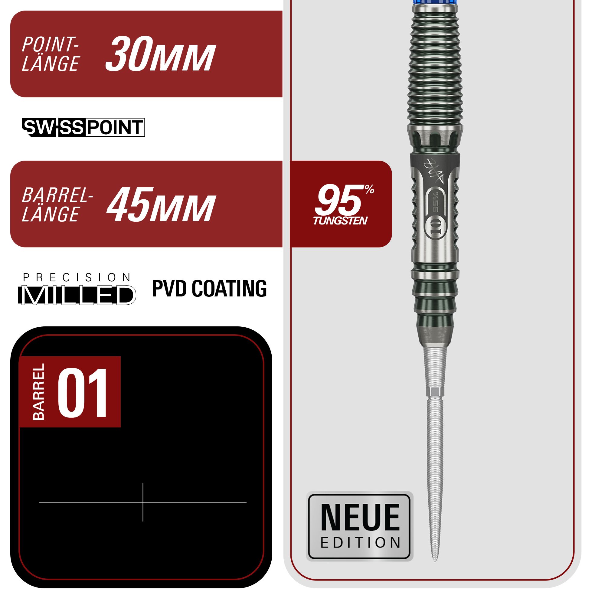 Target Japan Rising Sun GEN 10.5 Swiss Point Steeldarts sind abgebildet. Die Darts haben ein modernes Design und sind für Präzision beim Spiel gemacht.