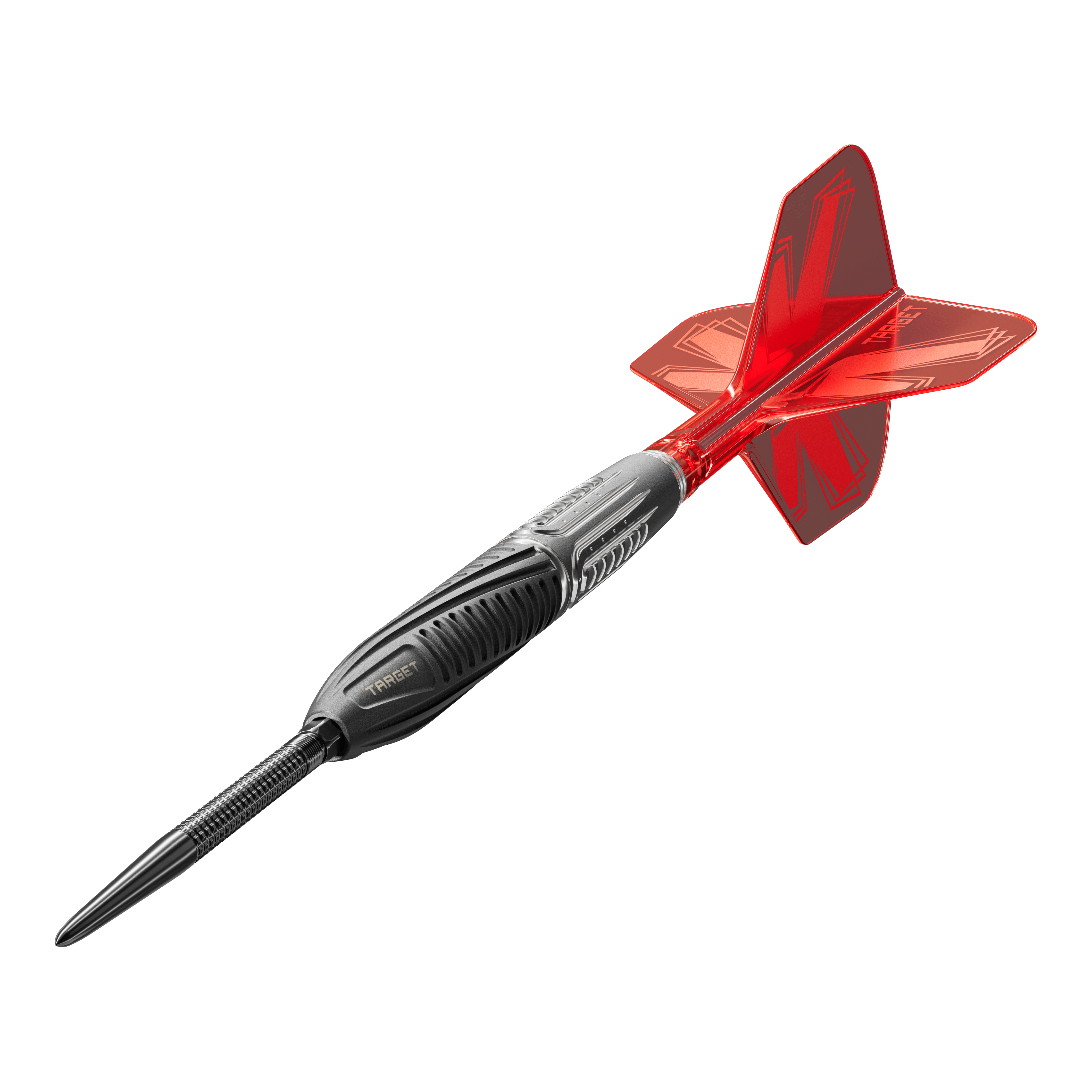 Das Bild zeigt die Target Shift Swiss Point Steeldarts. Die Details der Spitzen und Griffflächen sind deutlich erkennbar.