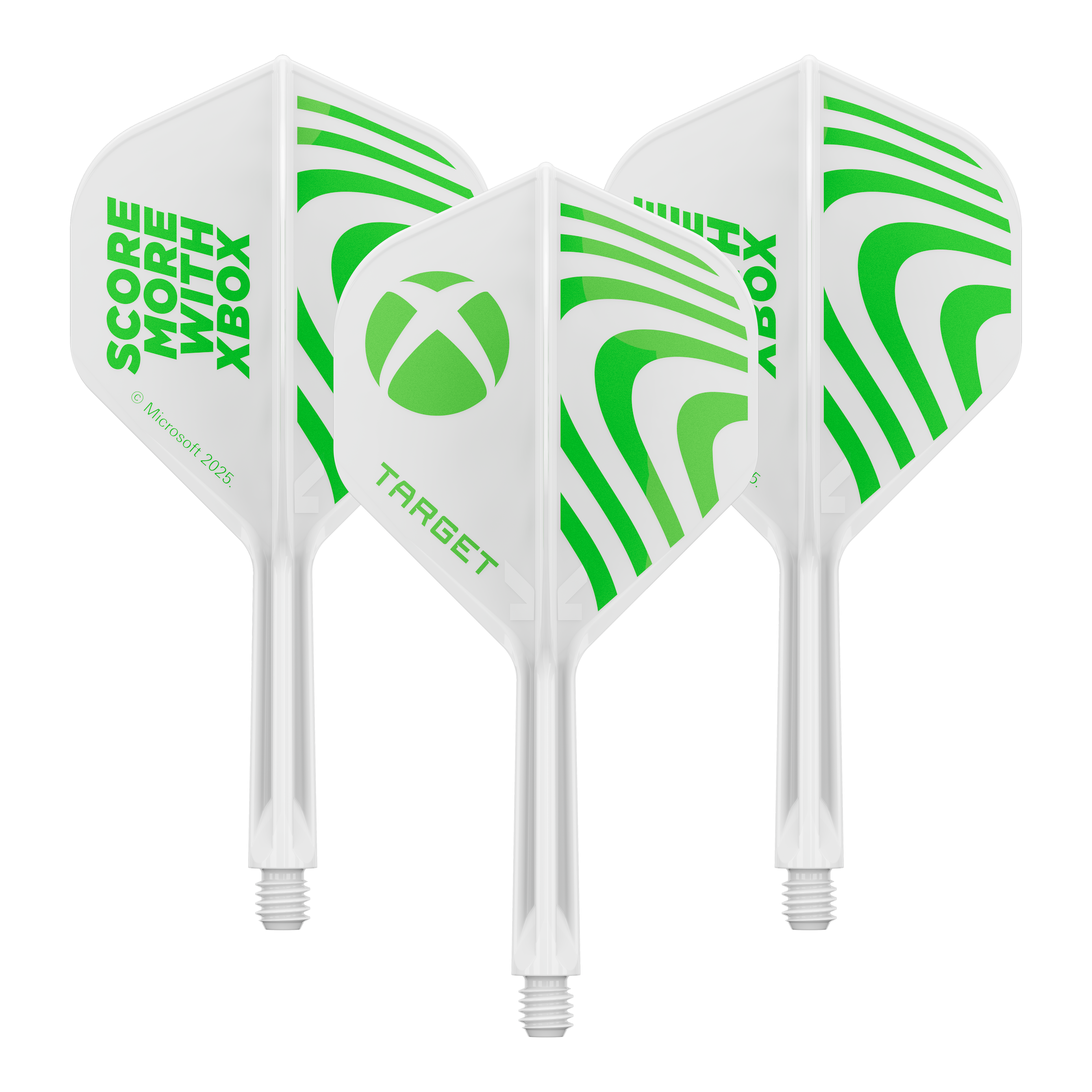 Ein Produktbild mit dem Dateinamen 410611_Target_Xbox_KFlex_No2_Standard_Flights_26mm_1Set. Es handelt sich wahrscheinlich um ein Set vom Dartzubehör.