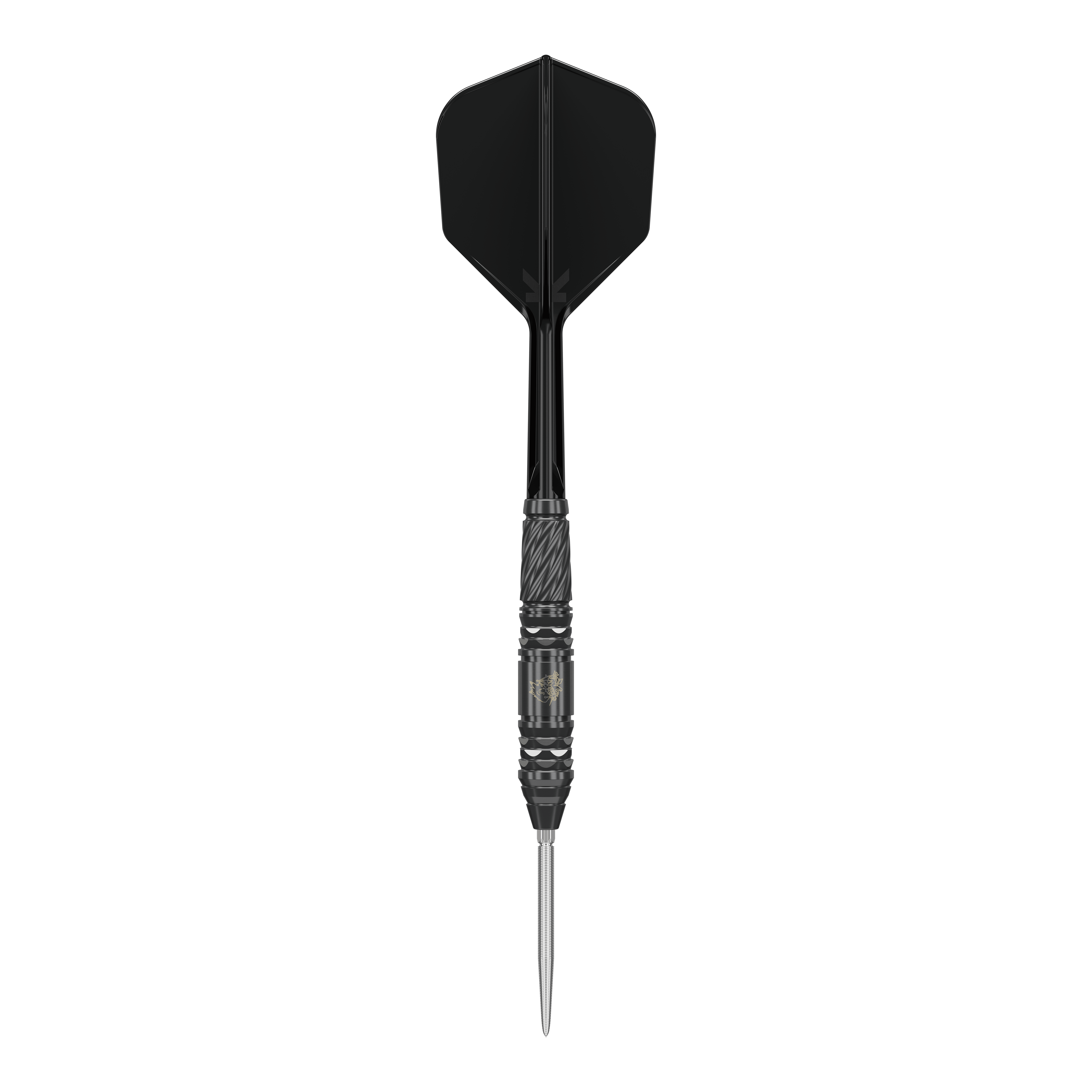 Target Japan Black Marque Dragon GEN2 Swiss Point Steel Darts Das Bild zeigt einen Target Japan Black Marque Dragon GEN2 Swiss Point Steeldart. Der Dartpfeil hat ein elegantes, schwarzes Design mit einer strukturierten Griffzone und einer scharfen Spitze.