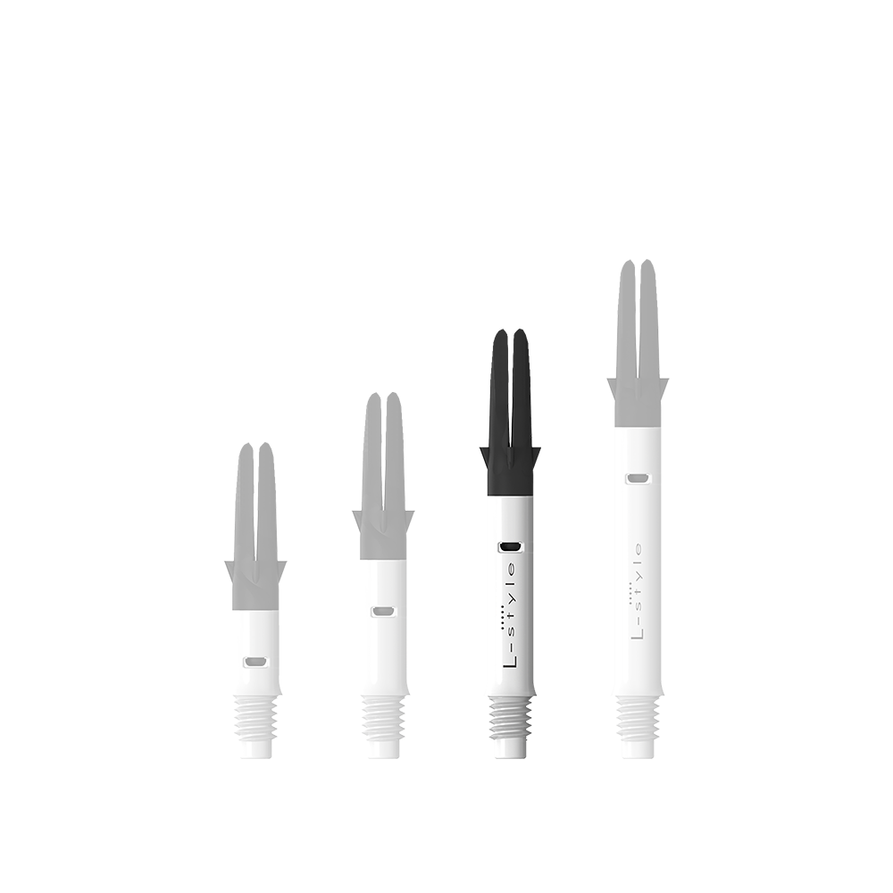 L-L-Style-Shaft Carbon Silent Straight - White Abgebildet ist der L-Style L-Shaft Carbon Silent Straight in Weiß, Modell 260. Dieses Produkt wird für den Zusammenbau von Dartpfeilen verwendet.