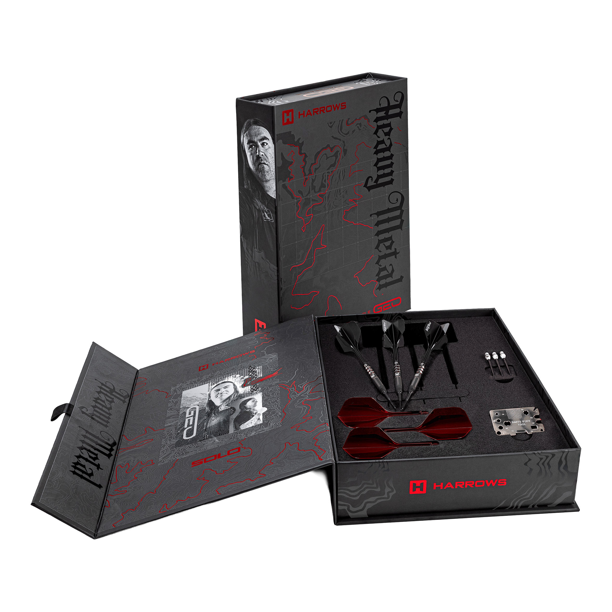 Harrows Ryan Searle Geo Softdarts - 20g Harrows Ryan Searle Geo Softdarts mit 20g werden gezeigt. Die Darts sind silberfarben und sportlich.