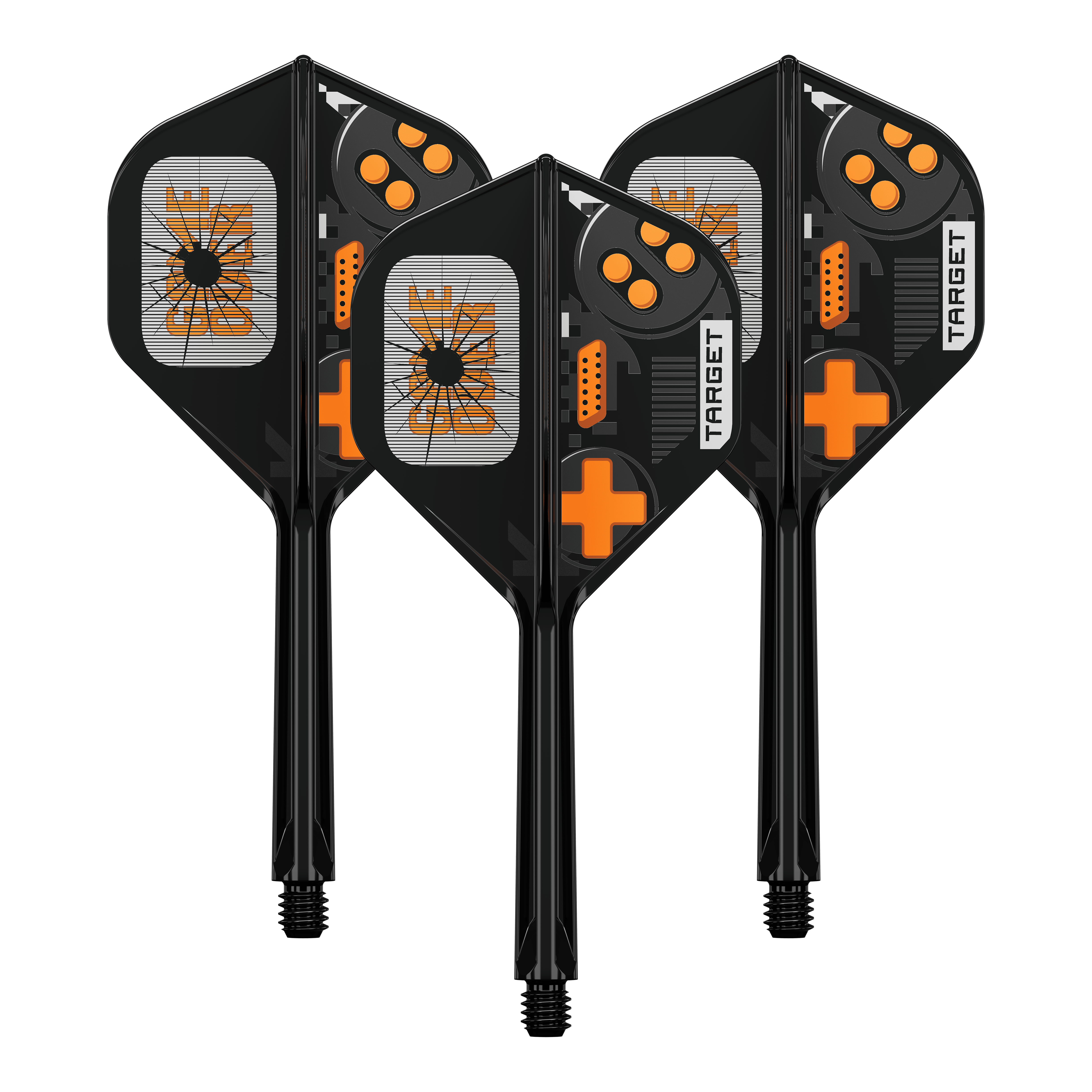 Target K-Flex Game Over No2 Standard Flights Das Bild zeigt das Produkt 410581_Target_K-Flex_GameOver_No2_Standard_Flights_33mm_1Set. Es ist wahrscheinlich ein Set von Dart-Flights oder ähnlichem Zubehör.