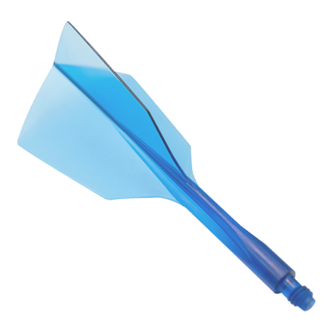 Condor Ax 120 Flight System Clear Blue - Narrow Das Bild zeigt ein Dart-Flight-System in klarem Blau mit schmalem Design. Es handelt sich um das Produkt "Condor Axe 120 Flight-System Clear Blue - Narrow".