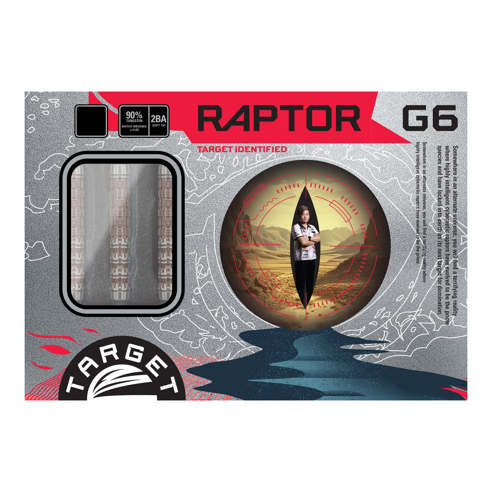 Target Japan Prime Series George Nishitani Raptor GEN6 Soft Darts - 19.5g Target Japan Prime Series George Nishitani Raptor GEN6 Softdarts mit 21,5g Gewicht sind dargestellt. Diese Darts bieten eine hochwertige Qualität.