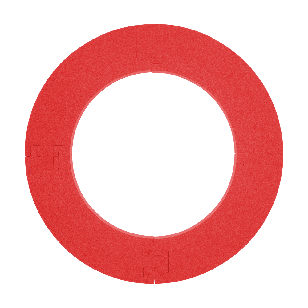 DBSrot2020_McDart_Catchring_Premium_Made_in_Germany_Edition_2020_Rot_2 Das Bild zeigt einen roten Auffangring für Dartpfeile, den "McDart Catchring Premium Rot - Made in Germany Edition". Der Ring besteht aus vier zusammensetzbaren Teilen und dient zum Schutz der Wand rund um die Dartscheibe.