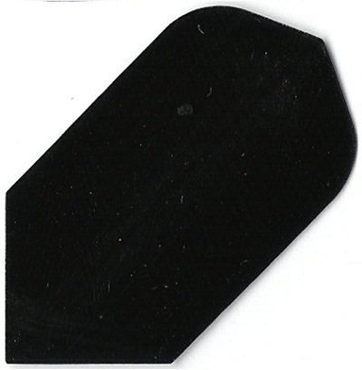 pr7 Das Bild zeigt das Produkt "Poly-Plain Flights PR7", einen schwarzen Dartflight. Der Flight hat eine klassische, leicht eckige Form.
