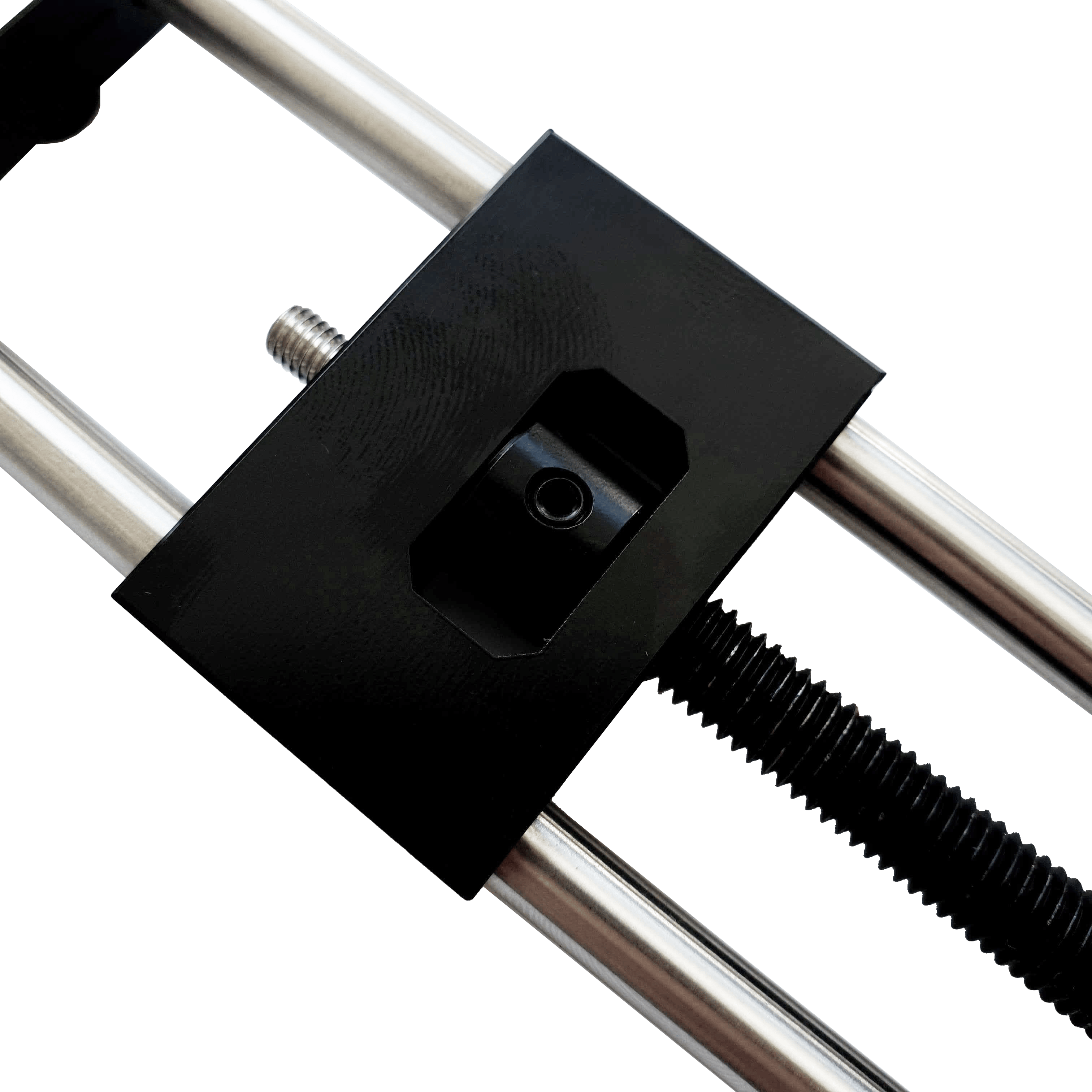 McDart Repointer Pro Das Bild zeigt das Produkt "McDart Repointer Pro" mit einer Nahaufnahme des Mechanismus. Zu sehen sind zwei Metallstangen und ein schwarzes Gehäuse mit einer Schraube in der Mitte.