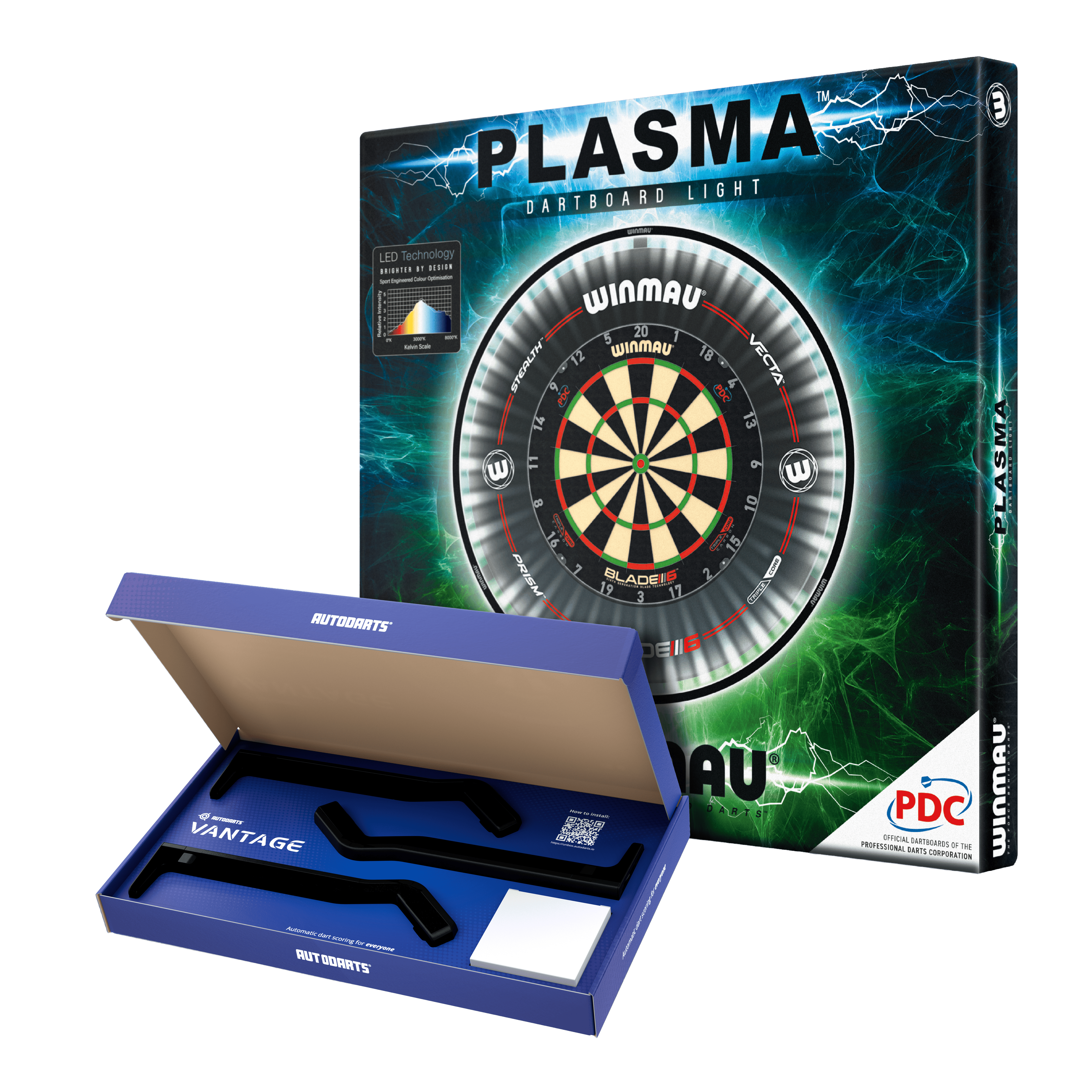 Autodarts Vantage auto scoring system Das Bild zeigt das Autodarts Vantage Auto-Scoring-System. Es ist wahrscheinlich ein System zur automatischen Auswertung von Dartergebnissen.