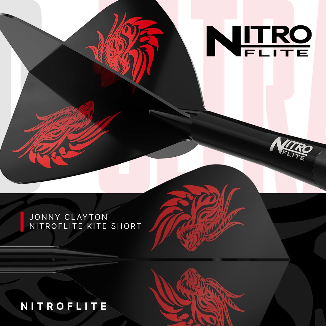 Auf dem Bild sind die Red Dragon Jonny Clayton RD-ULTRA Switch Point Steeldarts mit 22 Gramm zu sehen. Die Darts werden aus einer anderen Perspektive dargestellt.