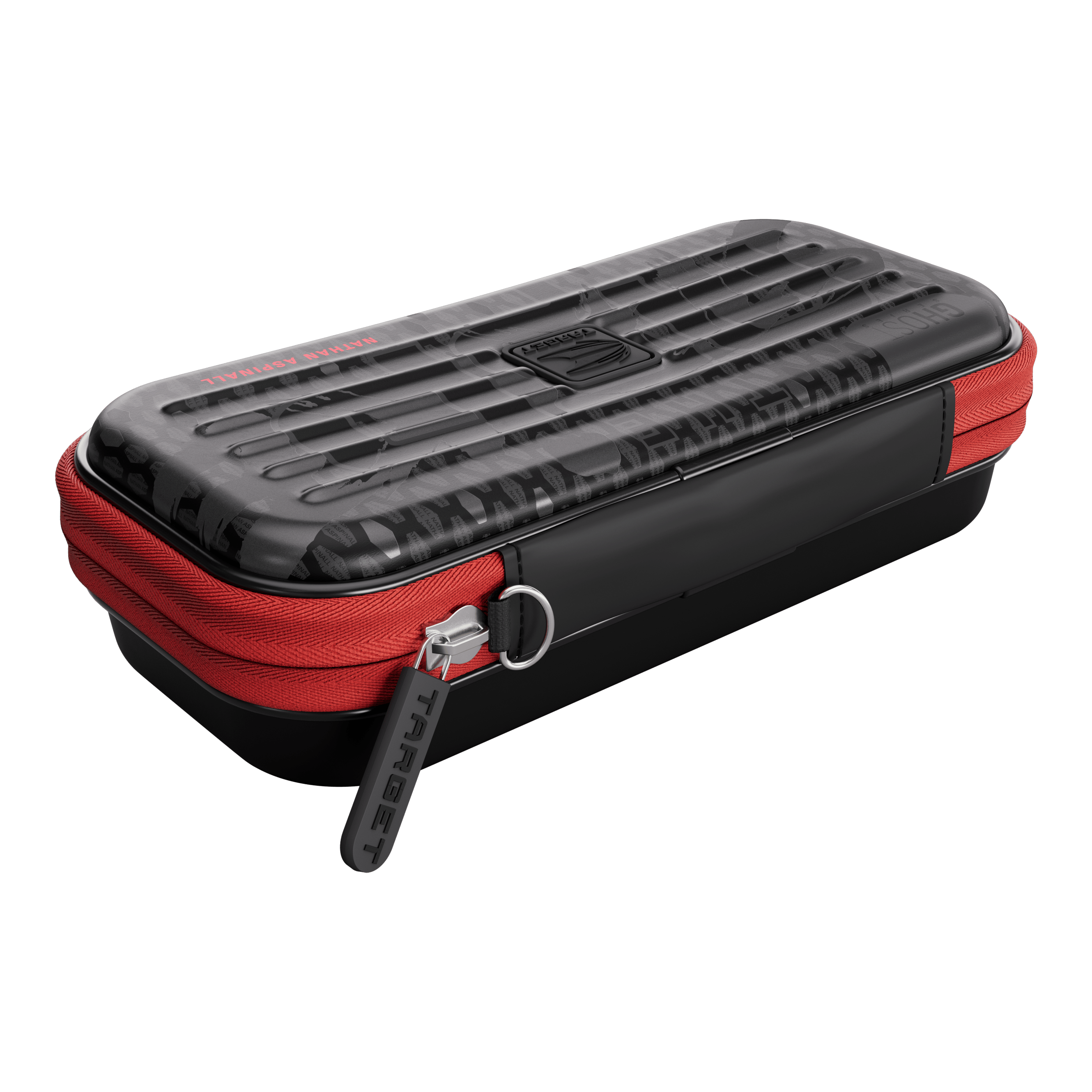 Takoma Ghost Series Nathan Aspinall dart case Das Bild zeigt das Takoma Ghost Series Nathan Aspinall Dartcase. Es handelt sich um ein spezielles Dartcase für Profispieler.