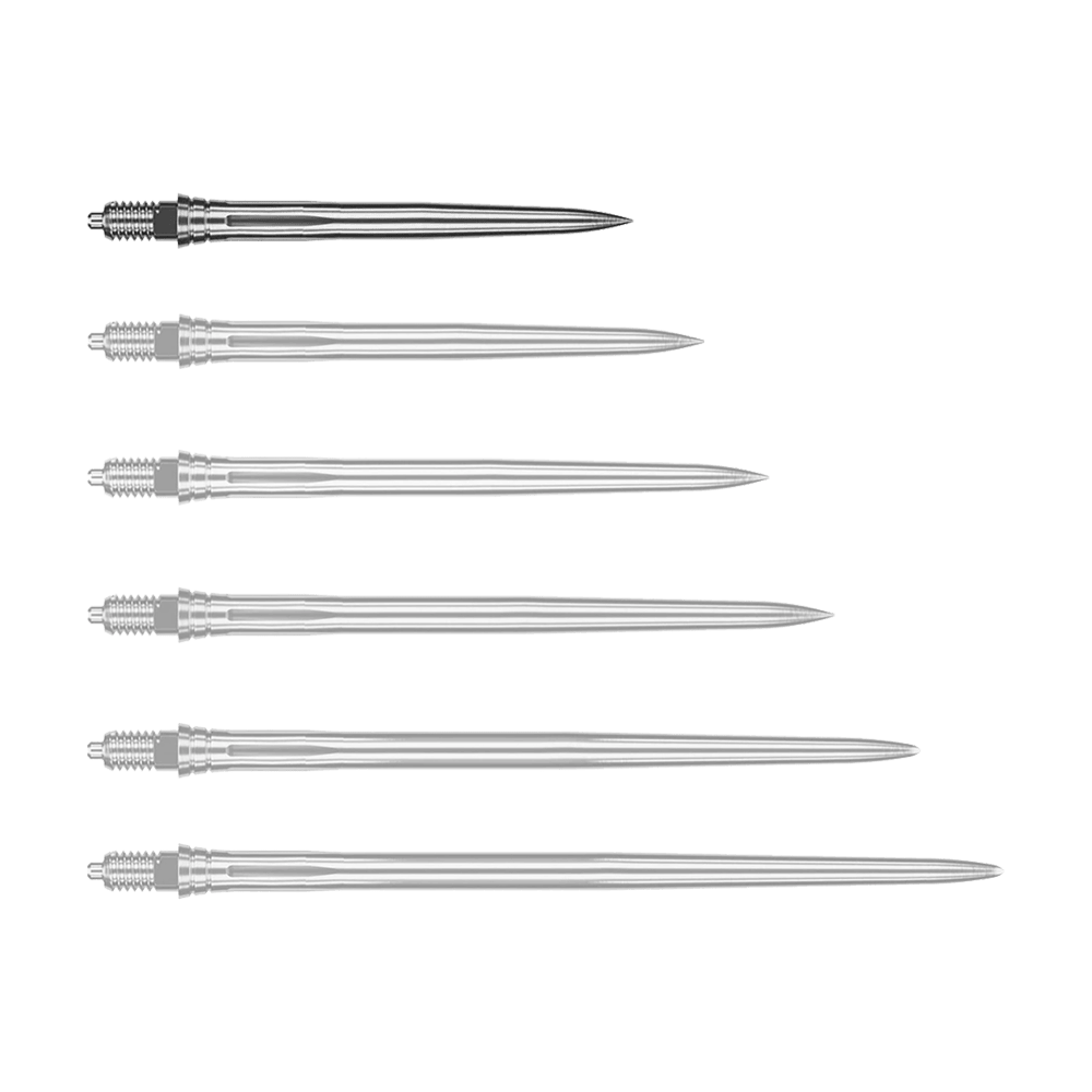 Caliburn EZ-EVO dart tips - Smooth - Silver Abgebildet wird eine weitere glatte silberne Dartspitze, vermutlich in einer anderen Perspektive. Die Spitze scheint aus Metall zu bestehen.