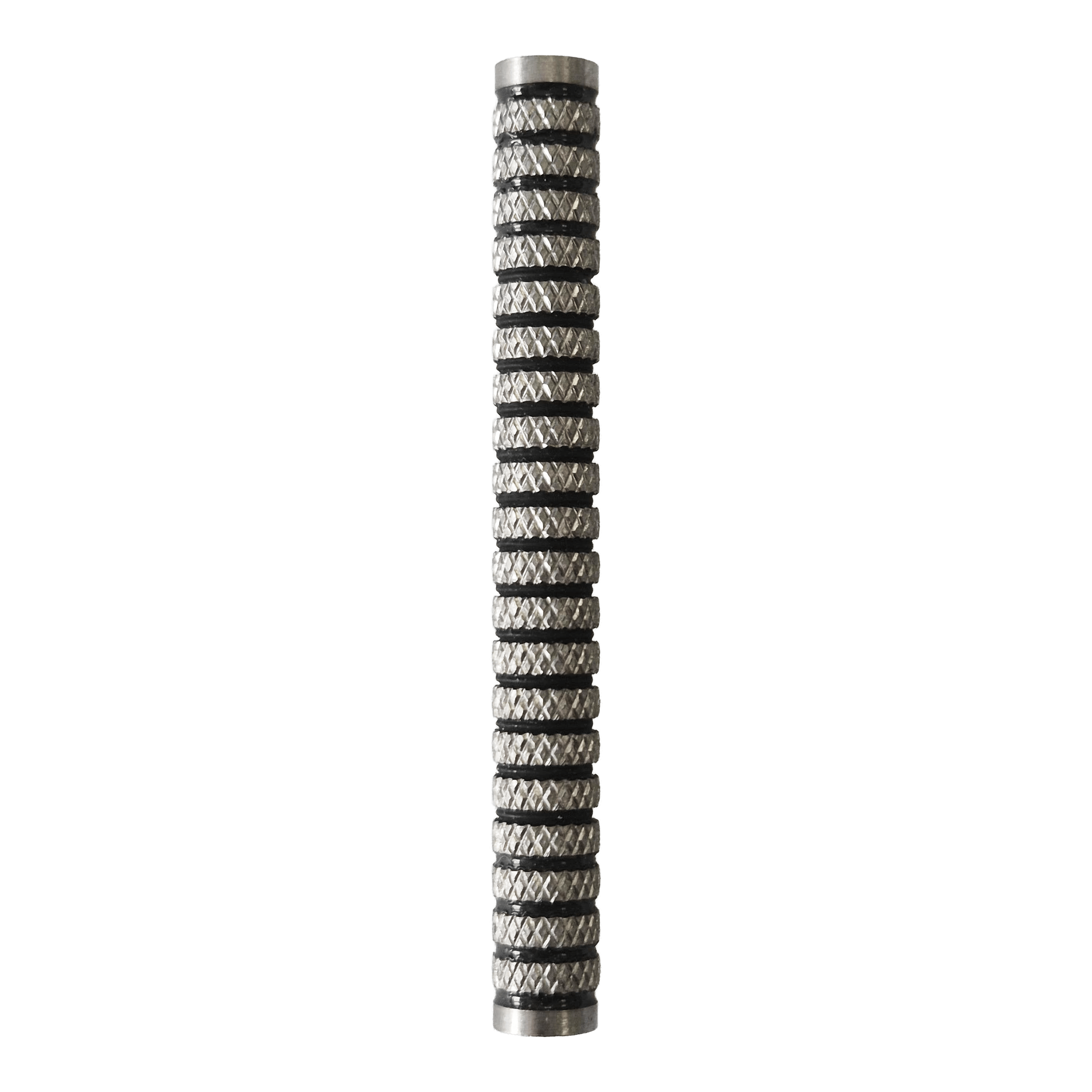 Zu sehen sind die McDart Black Ring Knurled Softdart Barrels - 18g. Das Bild illustriert das Produkt mit schwarzen Rillen für einen besseren Halt.