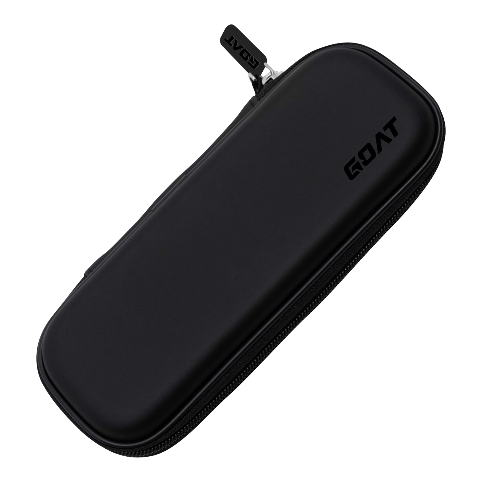 GOAT Locker S Dartwallet Das Bild zeigt ein schwarzes Etui mit Reißverschluss. Auf der Oberfläche steht das Wort "GOAT".