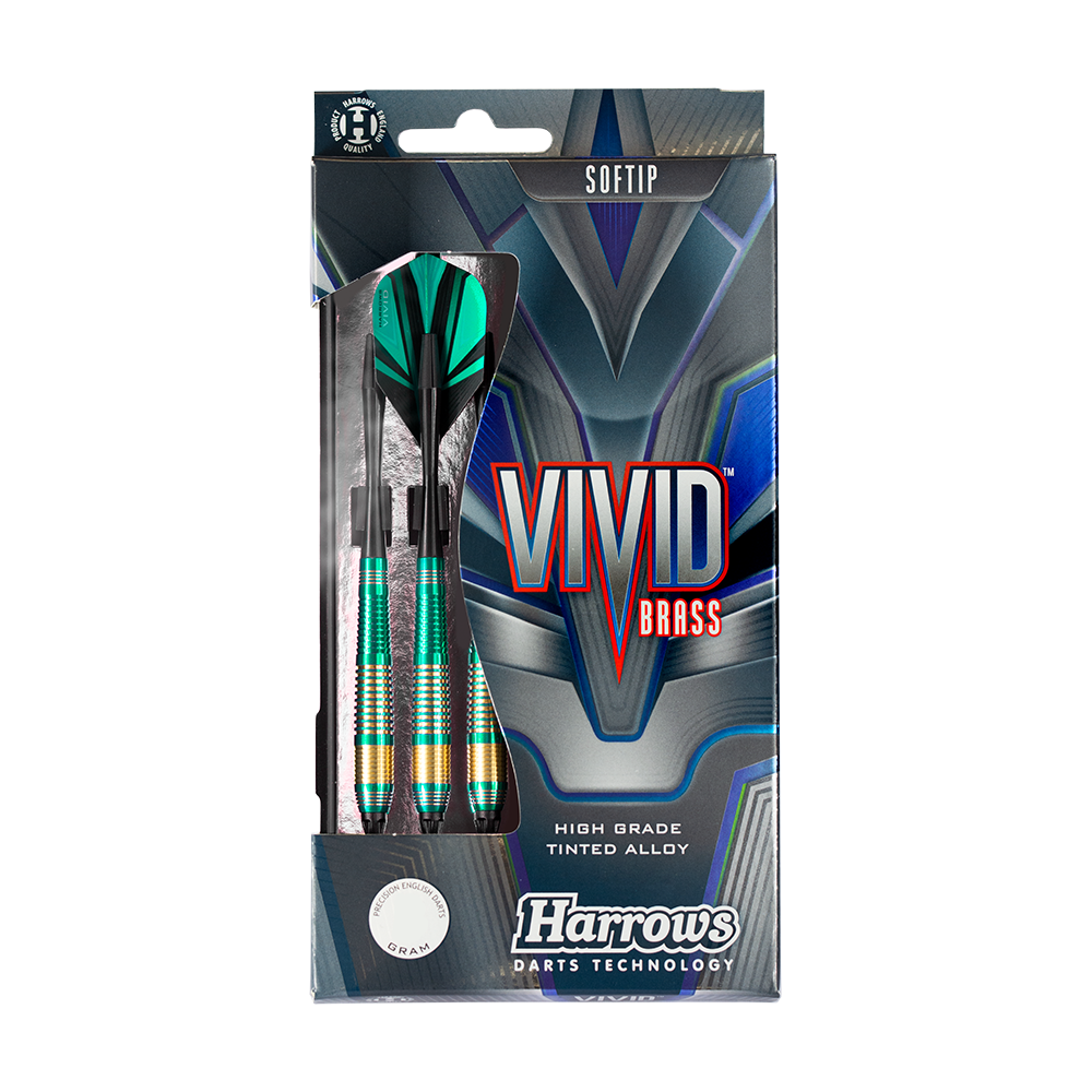 Harrows Vivid Brass Green Soft Darts - 18g