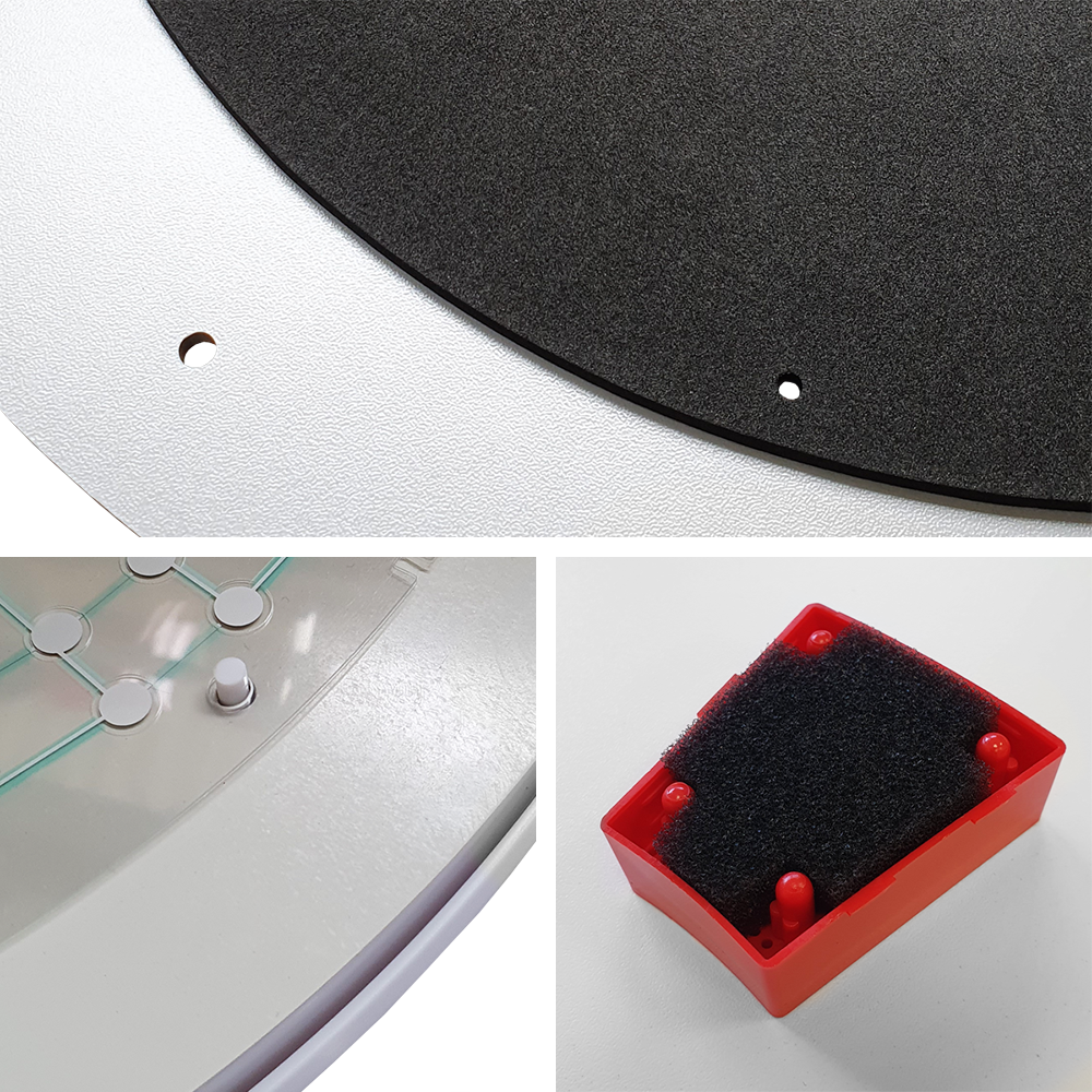 g01440_GranBoard_132_Elektronisches_Dartboard_6Syp4pmXRoTJYt Das Bild zeigt Detailaufnahmen des GranBoard 132 Elektronischen Dartboards. Zu sehen sind verschiedene Komponenten und Materialien des Dartboards aus nächster Nähe.