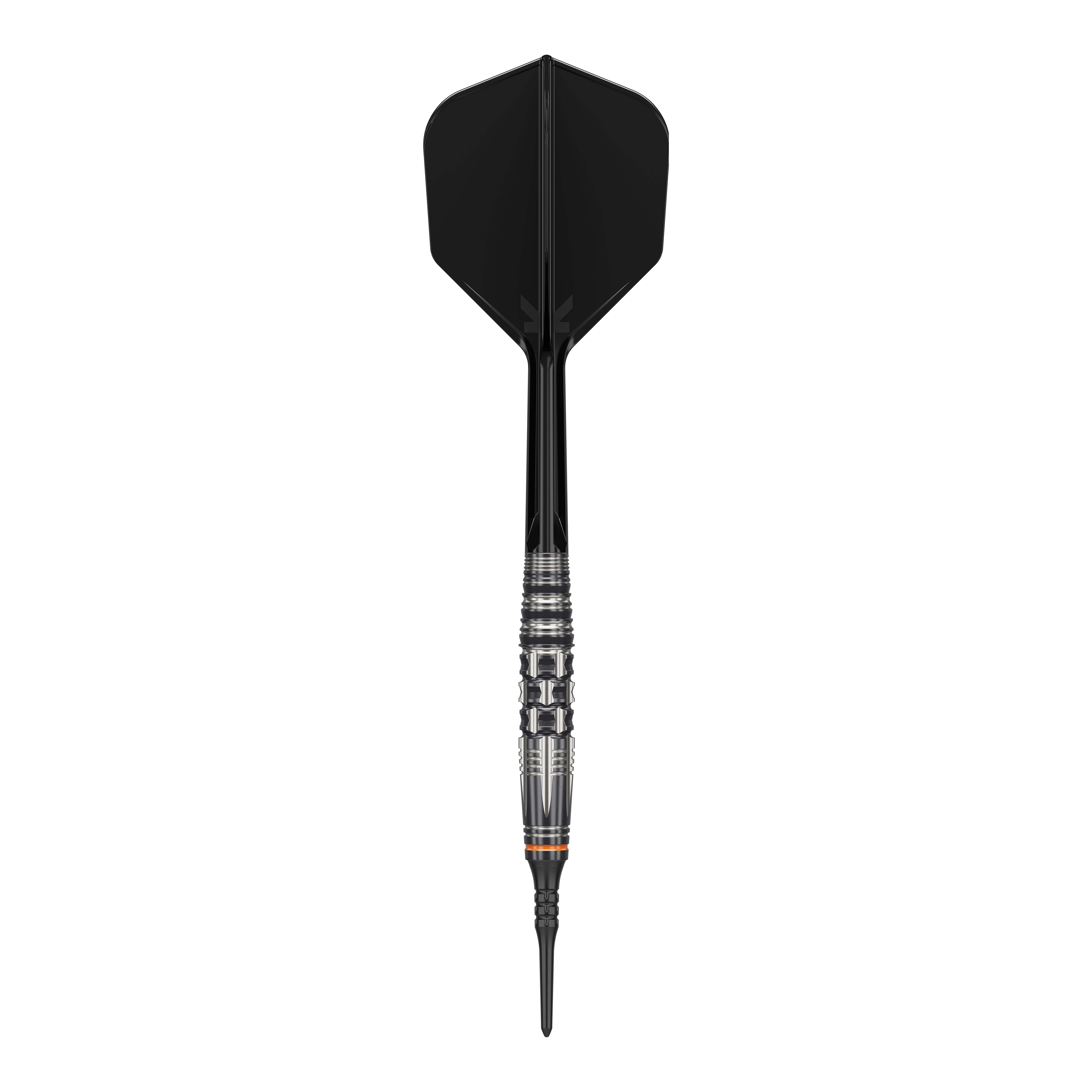 Target Japan Black Marque Dancing Duck GEN 4 Soft Darts - 17g Das Bild zeigt einen Softdart mit schwarzer Spitze, Schaft und Flight. Es handelt sich um das Produkt "Target Japan Black Marque Dancing Duck GEN 4 Softdarts - 17g".