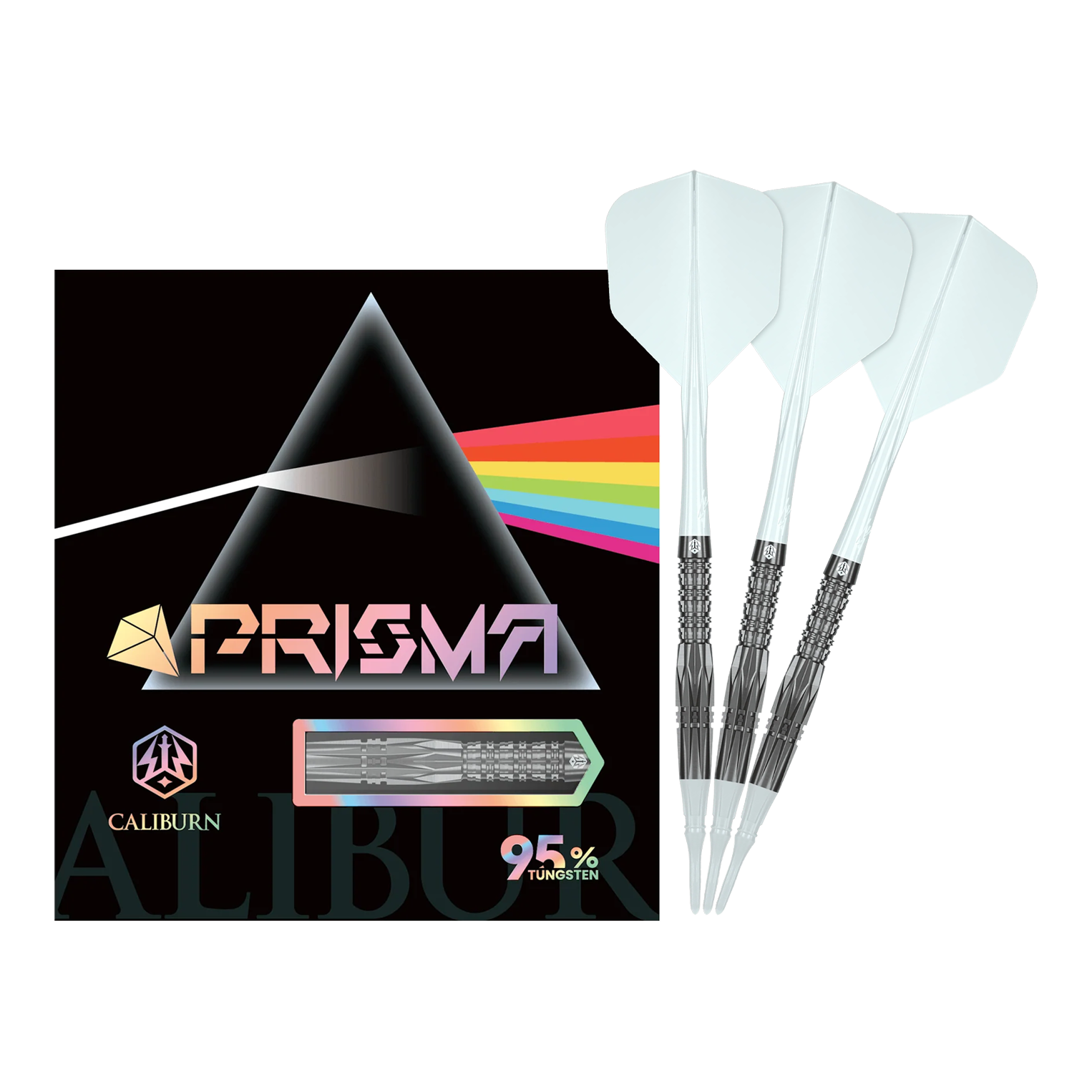 Caliburn Prisma P1 soft darts - 19g Das Bild zeigt den vollständigen Caliburn Prisma P1 Softdart mit 19g. Dieses Produkt eignet sich ideal für Softdartspieler.