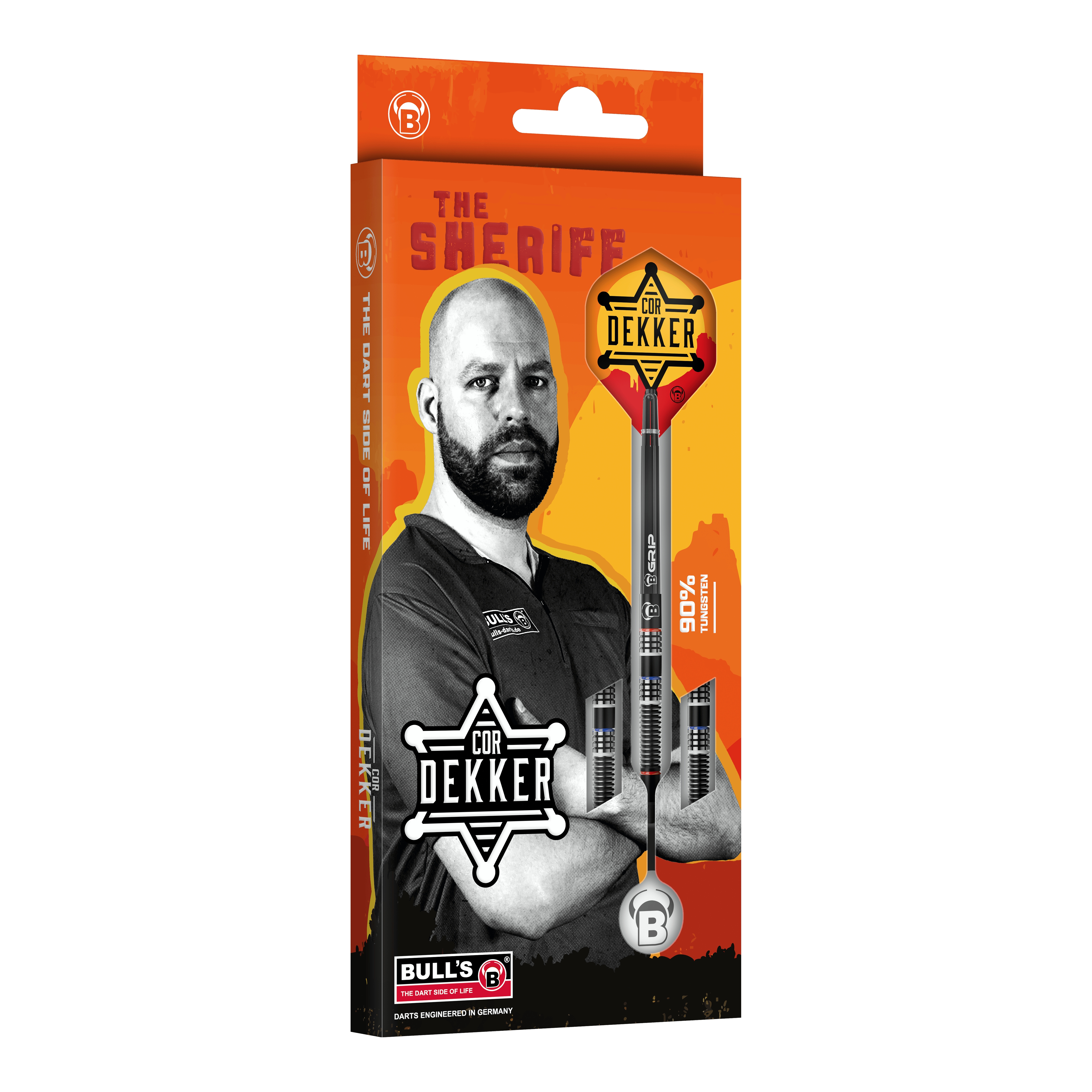 Bulls Cor Dekker The Sheriff Soft Darts - 20g Auf dem Foto sind die Bulls Cor Dekker The Sheriff Softdarts - 20g zu sehen. Die Softdarts sind aus einer anderen Perspektive abgebildet.