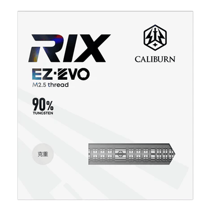 Caliburn Rix EZ-EVO R1 steel darts Zu sehen sind die Caliburn Rix EZ-EVO R1 Steeldarts. Diese Darts zeichnen sich durch ihr modernes Design und ihre hohe Qualität aus.