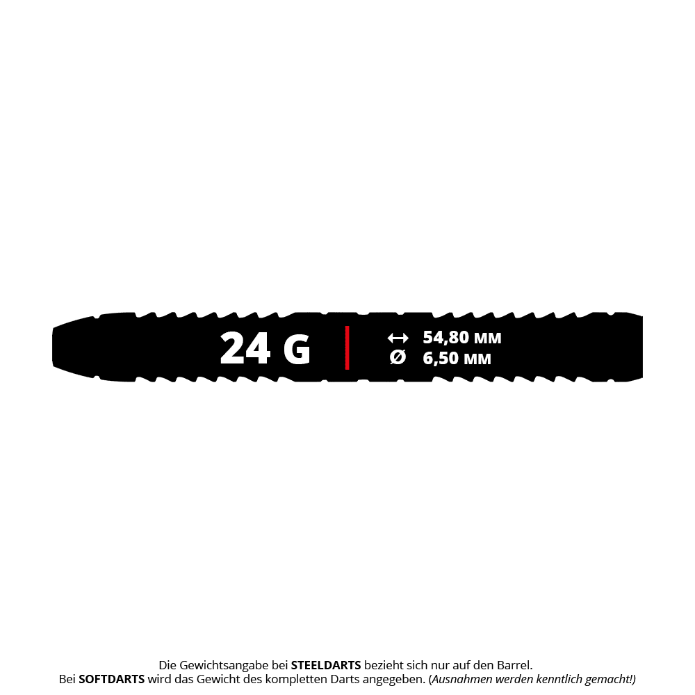 Die Winmau Team 360 Rebecca Allen Steeldarts - 24g sind auf dem Bild abgebildet. Diese Steeldarts wurden für professionelle Spieler entwickelt.