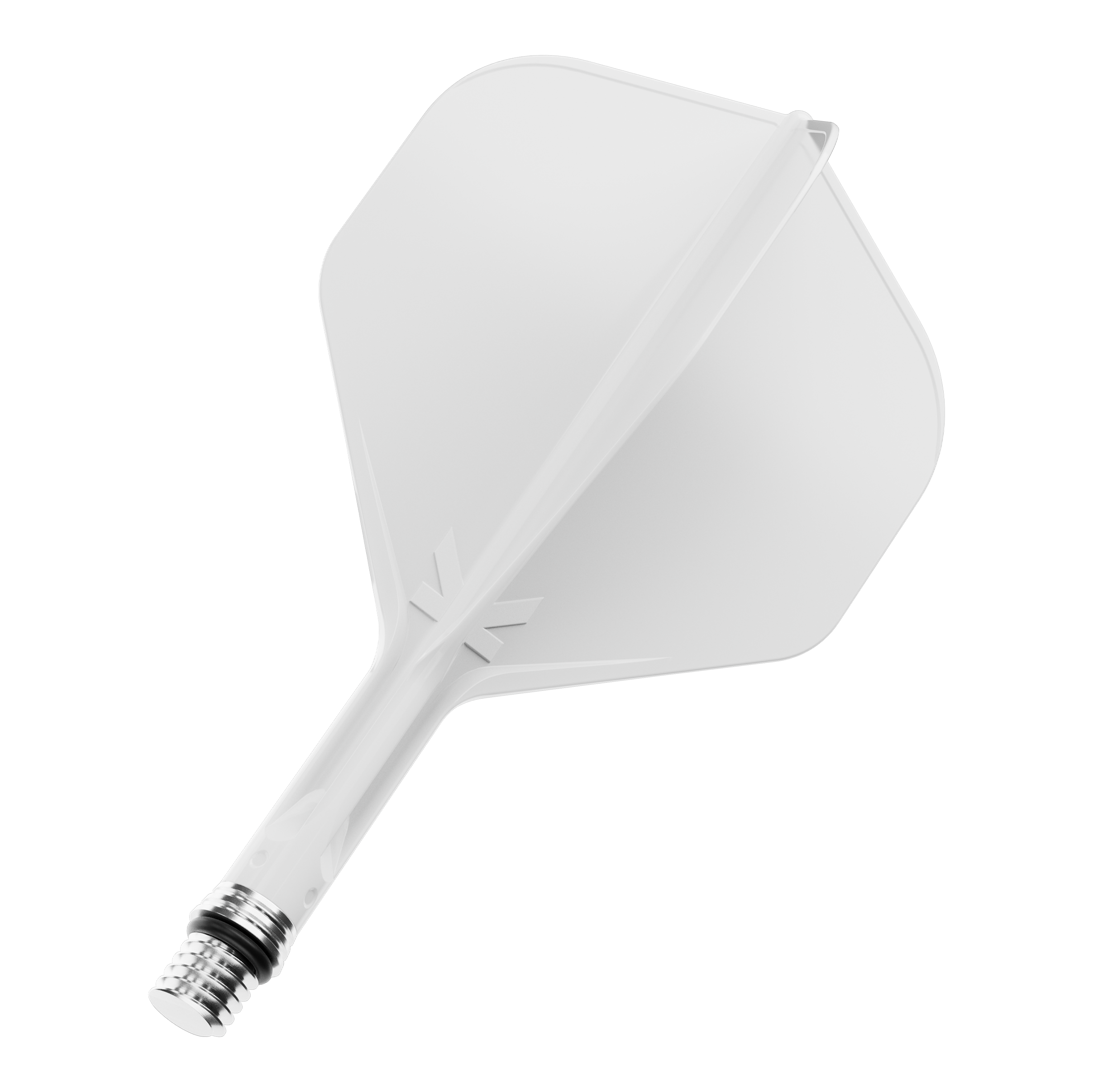 Target K-Shift No2 Standard Flights - White Das Bild zeigt einen weißen Dart Flight. Es handelt sich wahrscheinlich um die Variante mit 19 mm Größe.