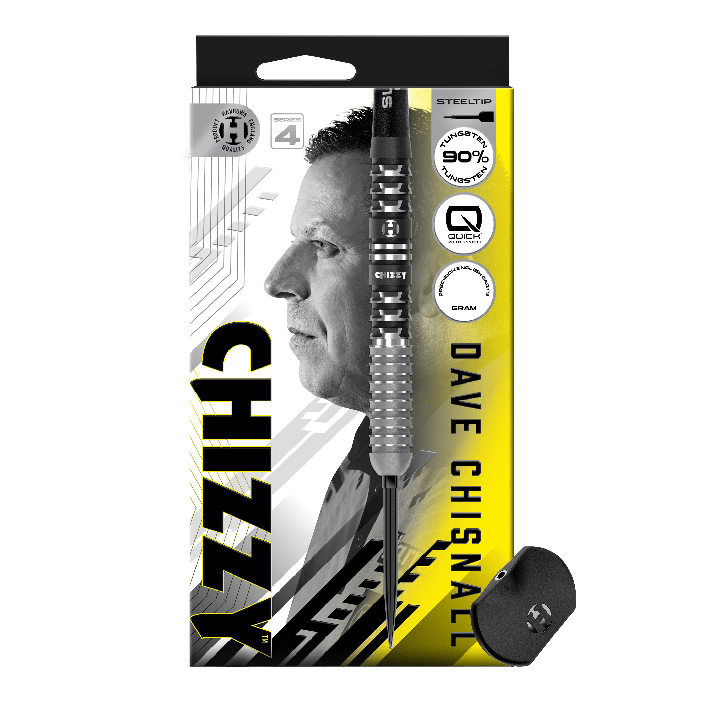Harrows Dave Chisnall Chizzy Series 4 Quick Point Steeldarts Das Bild stellt die Harrows Dave Chisnall Chizzy Series 4 Quick Point Steeldarts dar. Diese Steeldarts sind auf maximale Leistung und Genauigkeit ausgelegt.