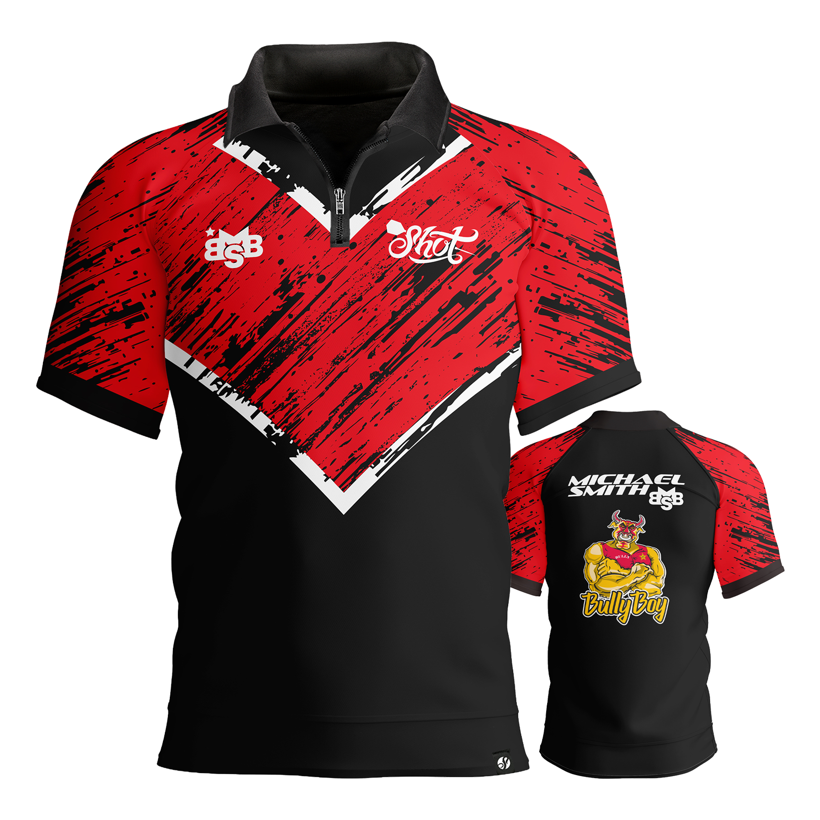 Shot Michael Smith Red Stripe Polo Dart Shirt