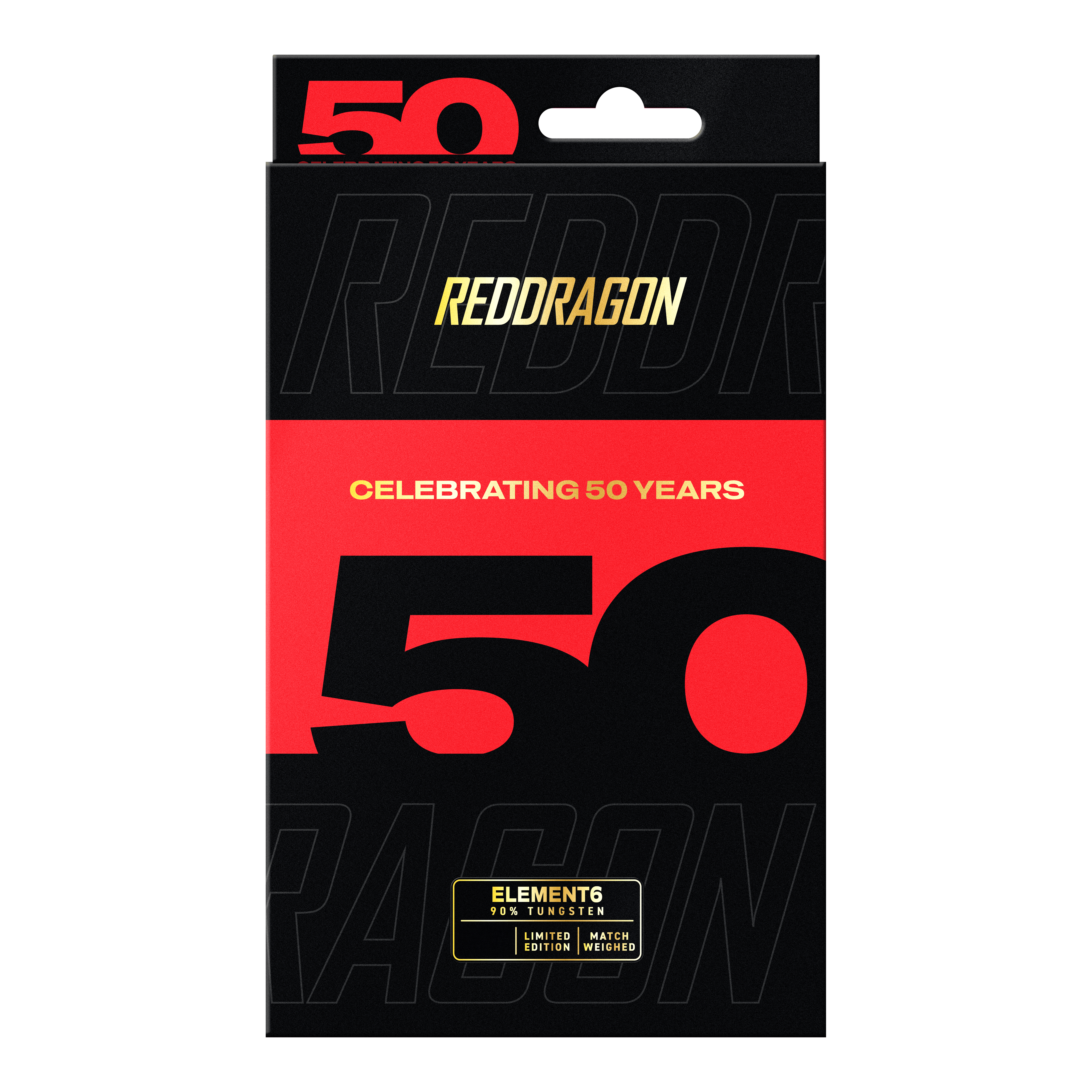 Red Dragon 50 Year Collection Element 6 C Steel Darts - 25g Red Dragon 50 Year Collection Element 6 C Steeldarts mit 25g Gewicht. Das Bild zeigt die Darts aus der limitierten 50 Jahre Kollektion.