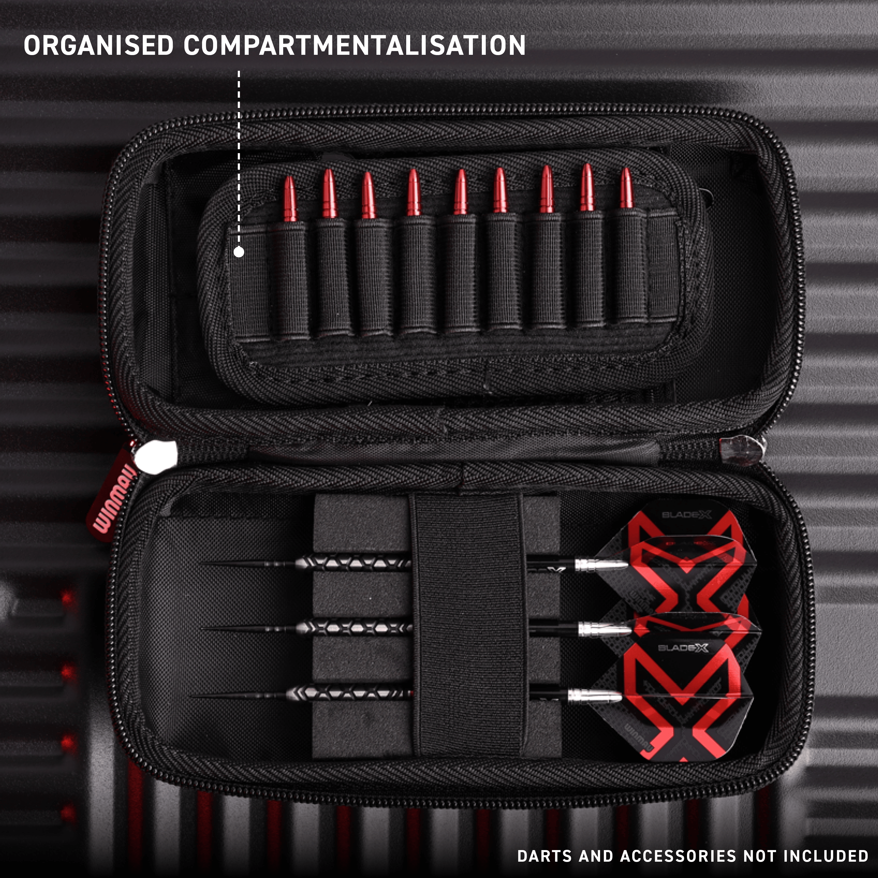 Winmau Blade X Armor G1 dart wallet Auf diesem Bild ist der Artikel 8534_Winmau_Blade_X_Armor_G1_Dartwallet_W2 zu sehen. Es gehört wahrscheinlich zu Dart-Equipment.