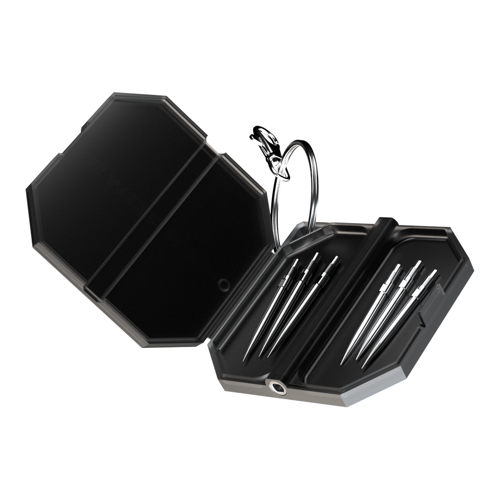 Harrow's Premium Quick Point Tool Case Abgebildet ist das Harrows Premium Quick Point Tool Case. Es bietet praktischen Stauraum für Dartzubehör.