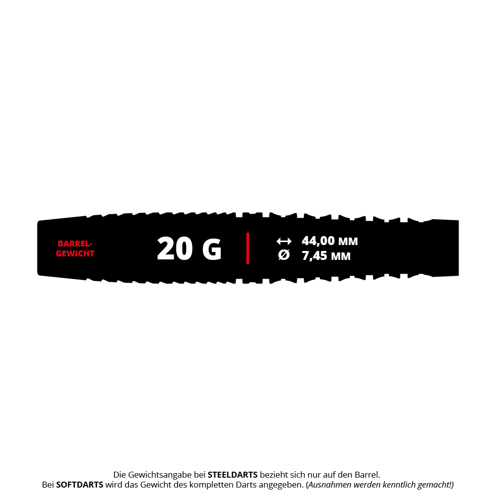 Abgebildet sind die Target Japan Prime Series Zenith GEN2 Softdarts mit einem Gewicht von 20g. Diese hochwertigen Softdarts sind optimal für präzises Werfen geeignet.