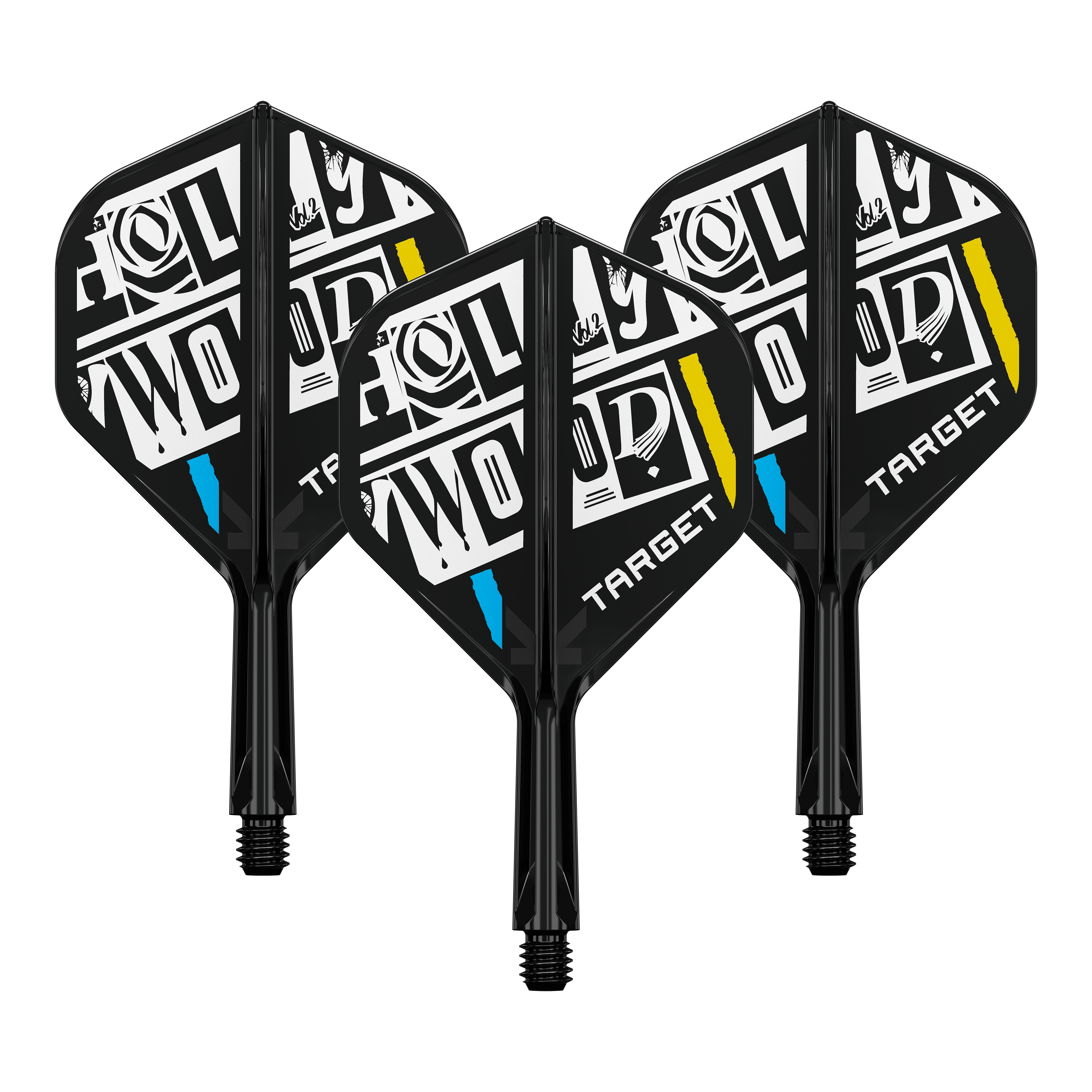 Target K-Flex Chris Dobey No2 Standard Flight Shaft System Zu sehen ist ein Dart-Flight Set mit der Bezeichnung 'Target K-Flex Chris Dobey No2 Standard Flights 19mm 1Set'. Das Produkt eignet sich für den Austausch an Dartpfeilen.