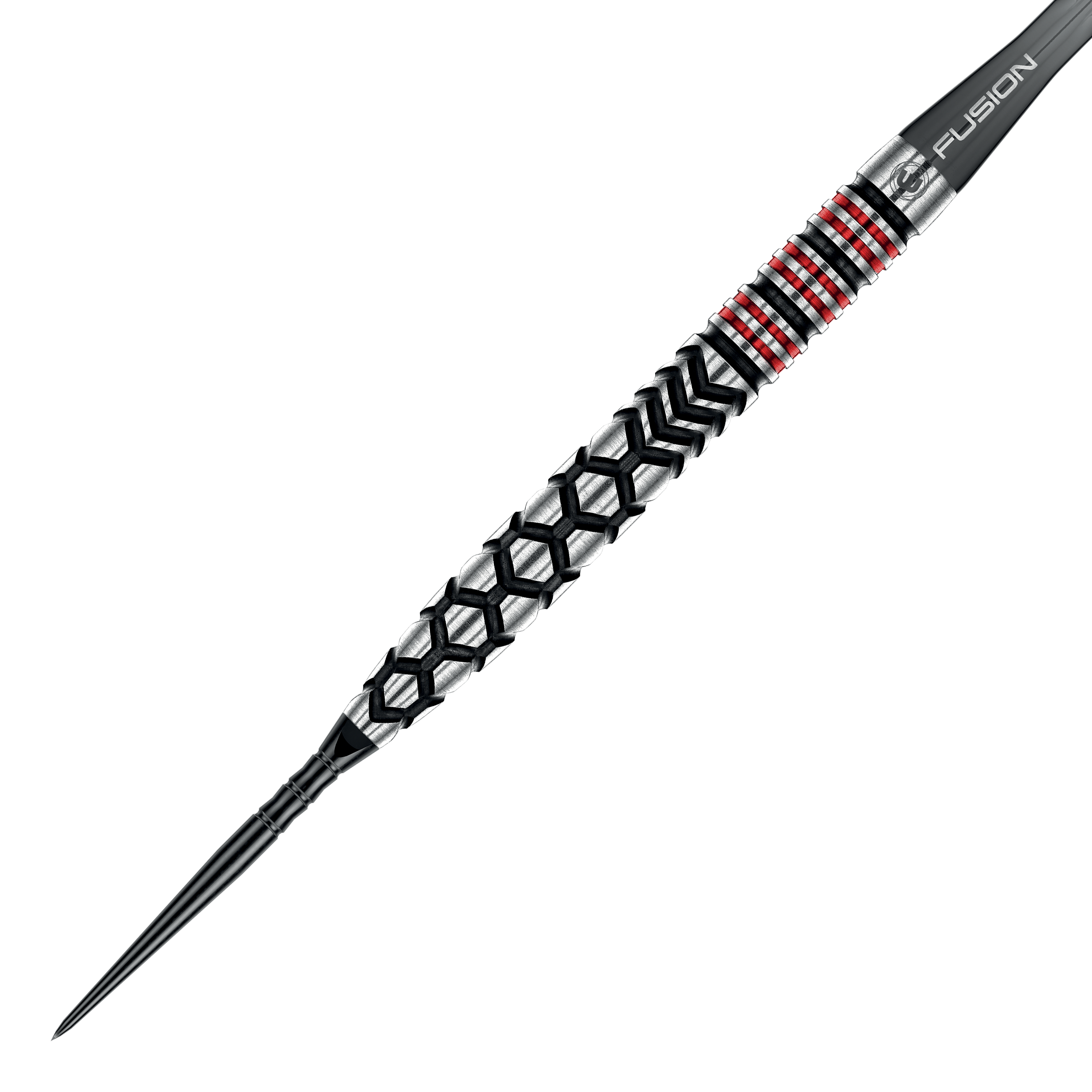 Winmau Fornax Tapered Switch Point Steeldarts werden auf dem Bild gezeigt. Die Darts sind speziell geformt und für präzises Spiel entwickelt.
